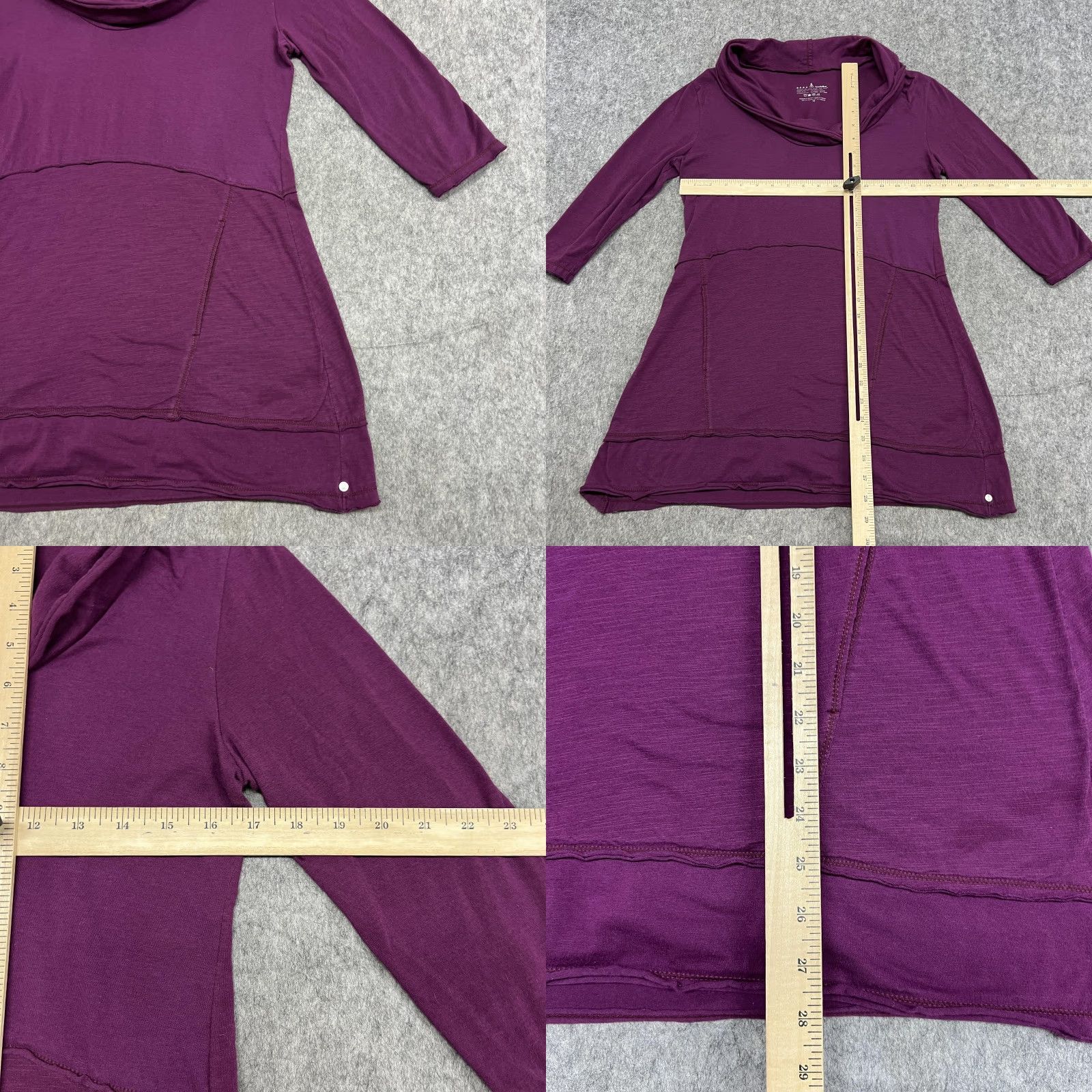 Vintage Neon Buddha Womens XS Purple Cowl Neck 3/4 Sleeve Tunic Top Pockets Shirt Blouse Dressy Casual Knit Jersey Knit Tunic Shirt Size XS / US 0-2 / IT 36-38 - 8 Thumbnail