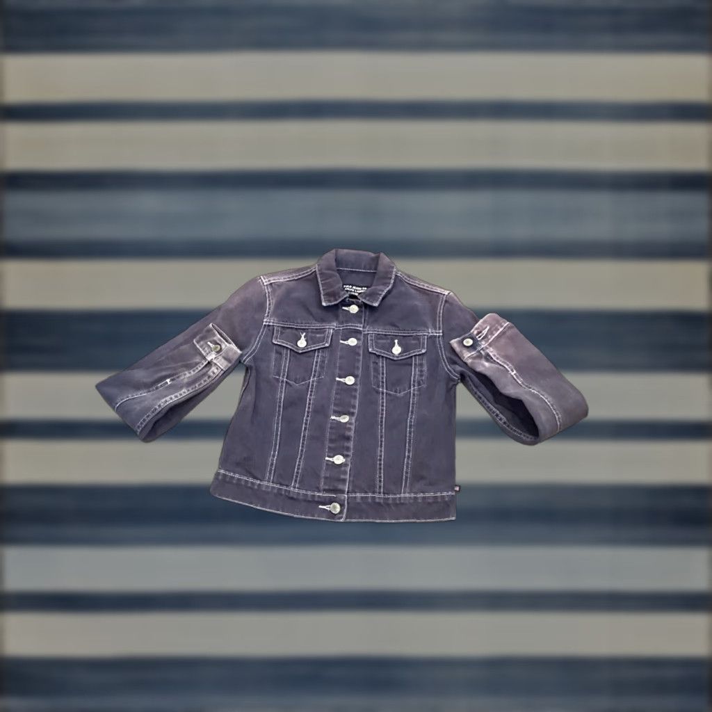 Polo Ralph Lauren VINTAGE Polo Ralph Lauren Jacket Women XS Blue Denim Dark Wash Button Short Length 90s Classic Designer Womens Size XS / US 0-2 / IT 36-38 - 1 Thumbnail
