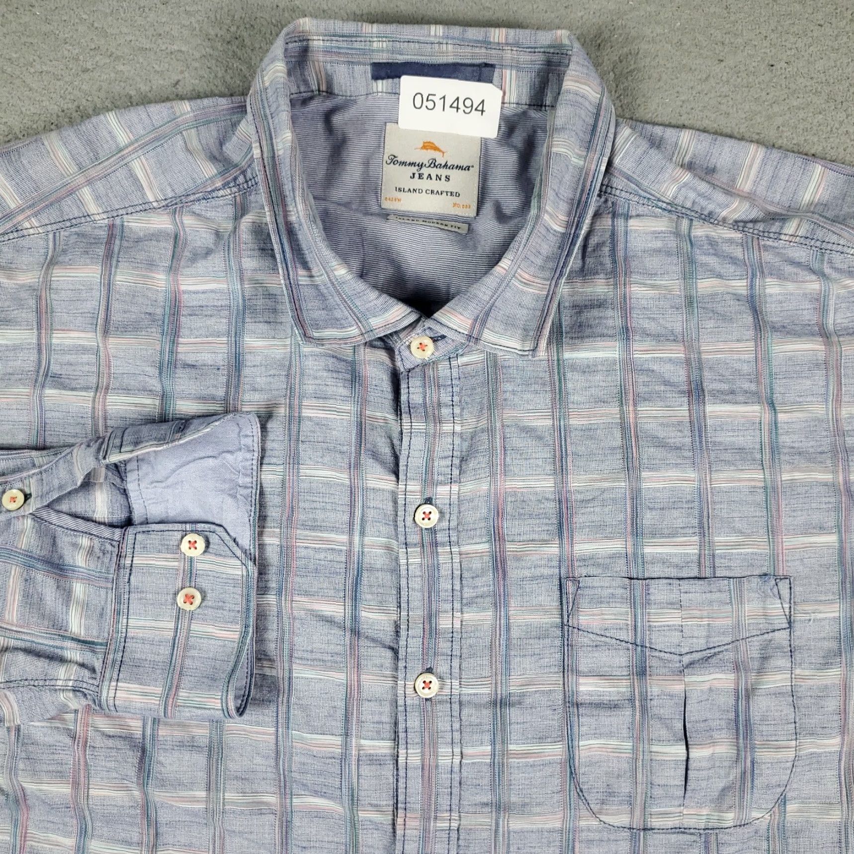 Tommy Bahama Tommy Bahama Shirt Mens 2XL Gray Plaid Long Sleeve Pocket Button-Up Casual Business Travel Wedding Mens Size US XXL / EU 58 / 5 - 2 Thumbnail