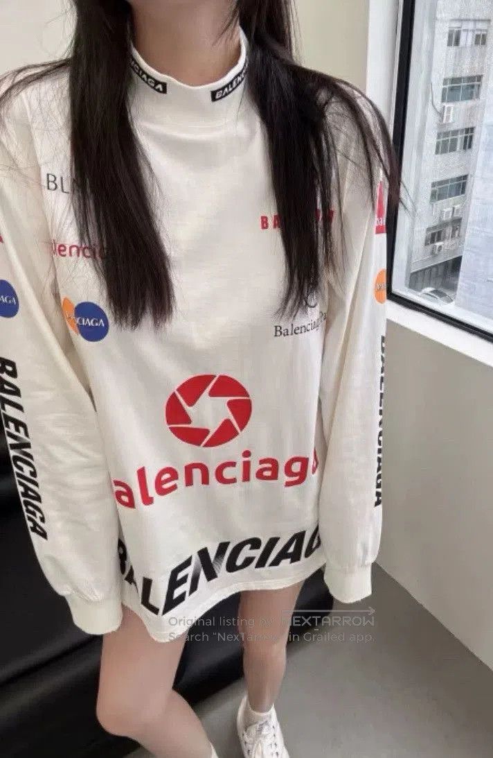 Balenciaga Balenciaga White Logo Racing Longsleeve. Size US XS / EU 42 / 0 - 4 Thumbnail