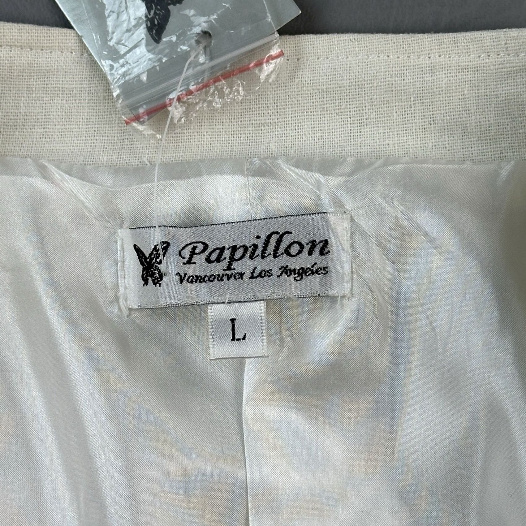 Vintage Papillon Blazer Jacket Womens Large Ivory Linen Embroidered Cropped Hook Closure Size L / US 10 / IT 46 - 7 Thumbnail