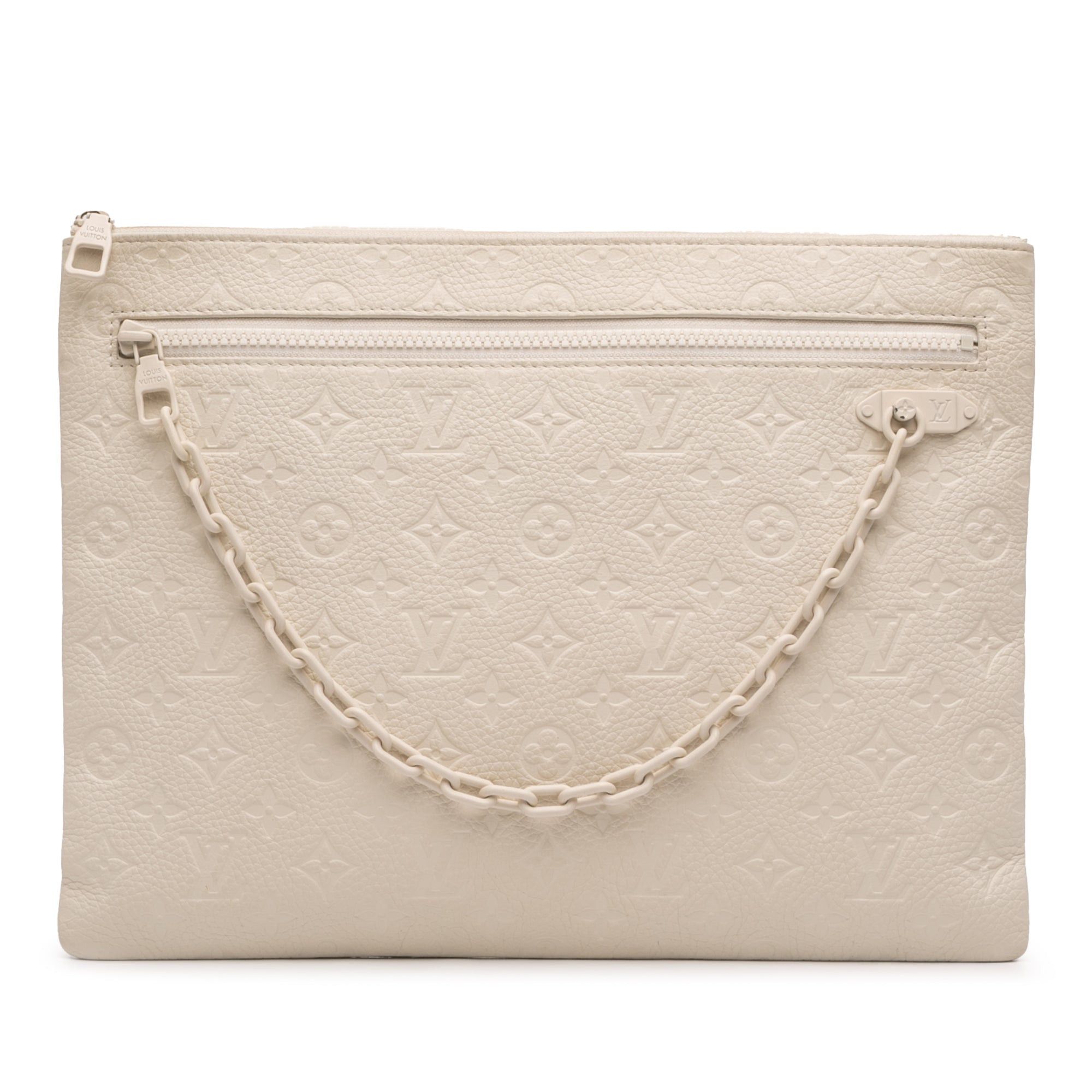 Louis Vuitton Monogram Taurillon A4 Pouch in White, Women's