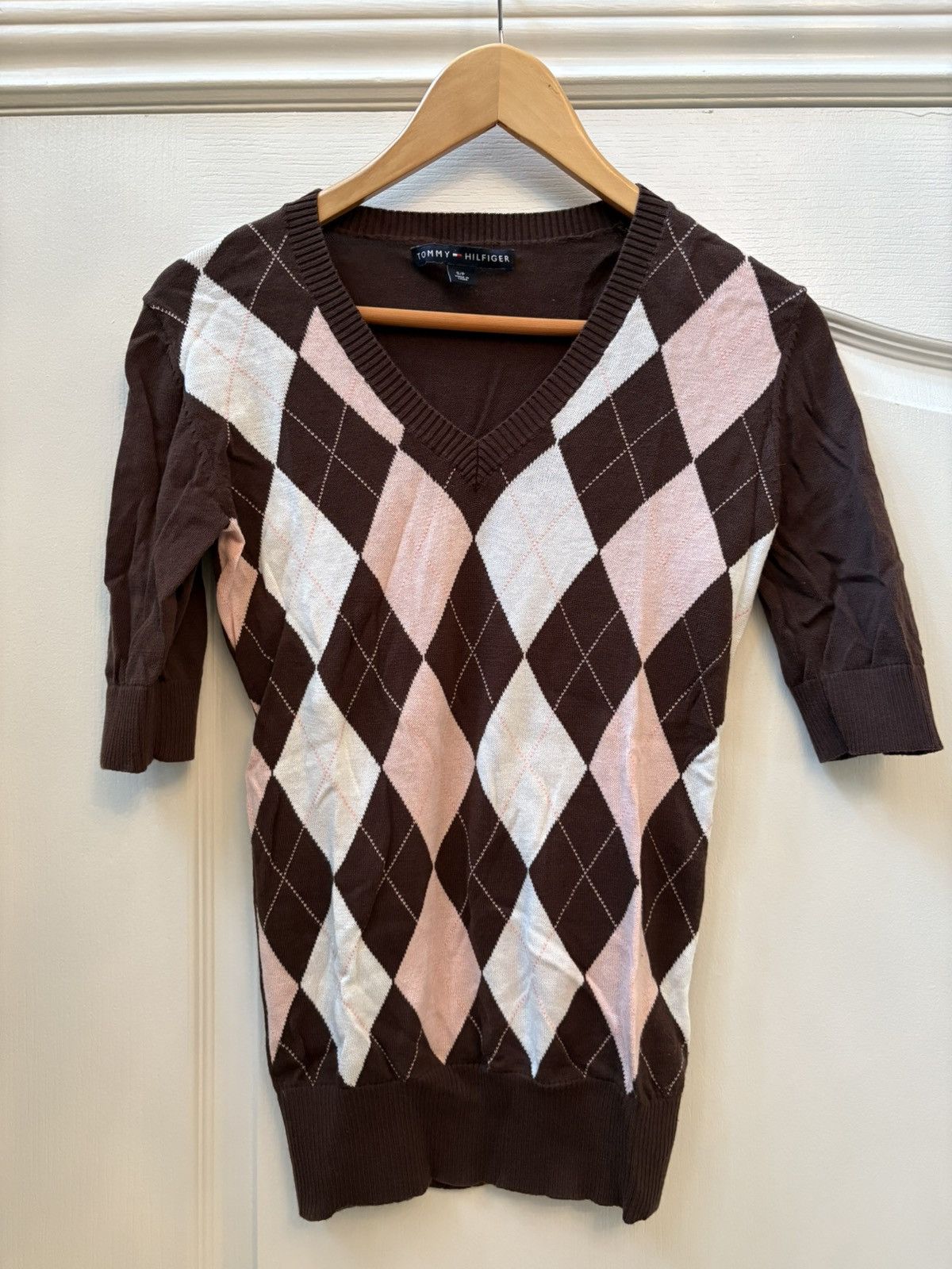 Tommy Hilfiger Vintage Tommy Hilfiger brown and pink sweater Size S / US 4 / IT 40 - 1 Thumbnail