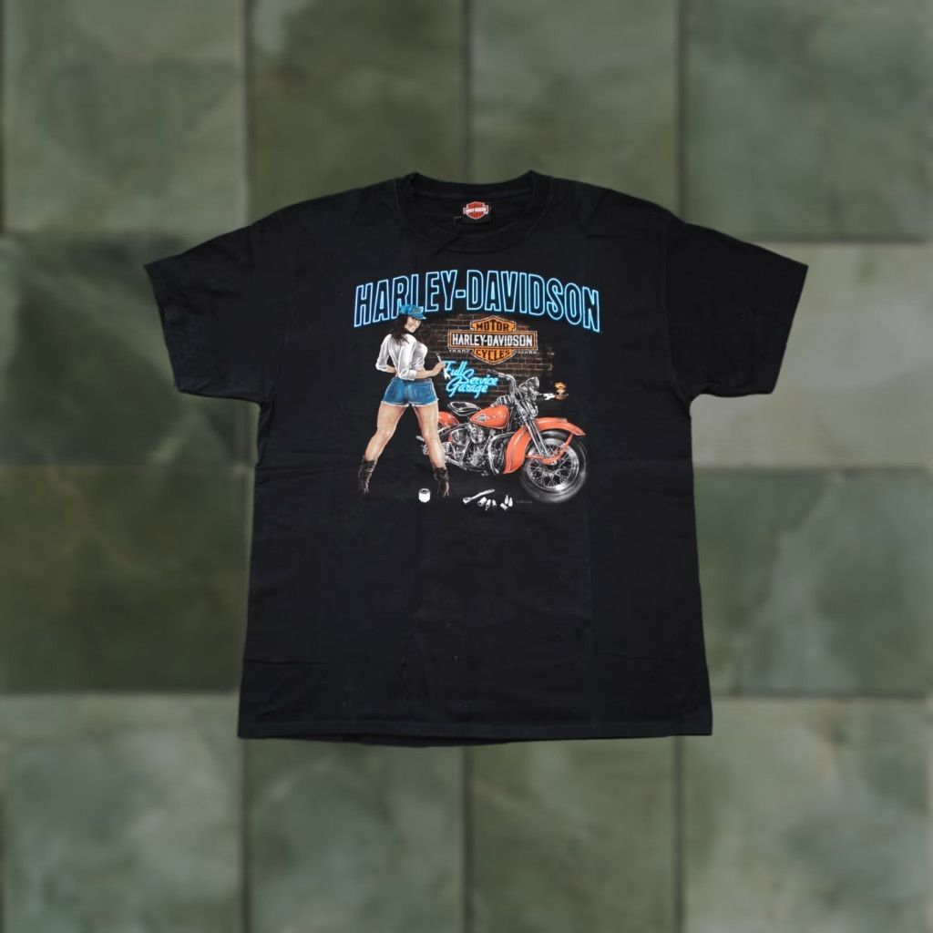 Harley Davidson Harley-Davidson Shirt Black Large Mens Short Sleeve Cotton Full Service Garage Girl R.K. StratmanT-shirt Size US L / EU 52-54 / 3 - 1 Thumbnail