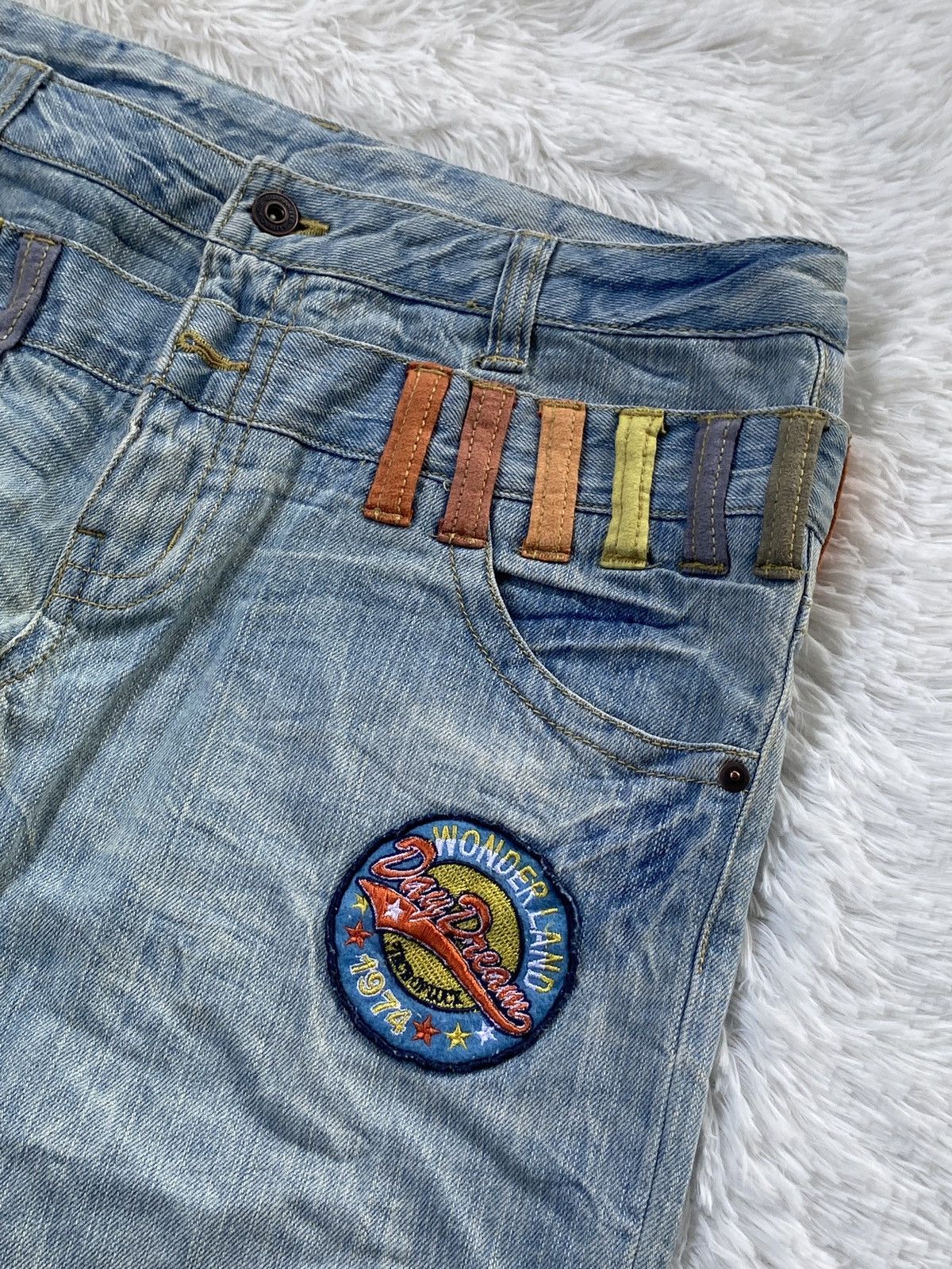 Japanese Brand 🔥BINDING NOW🔥Original Jeans Patches Double Waist Denim Size US 33 - 7 Thumbnail