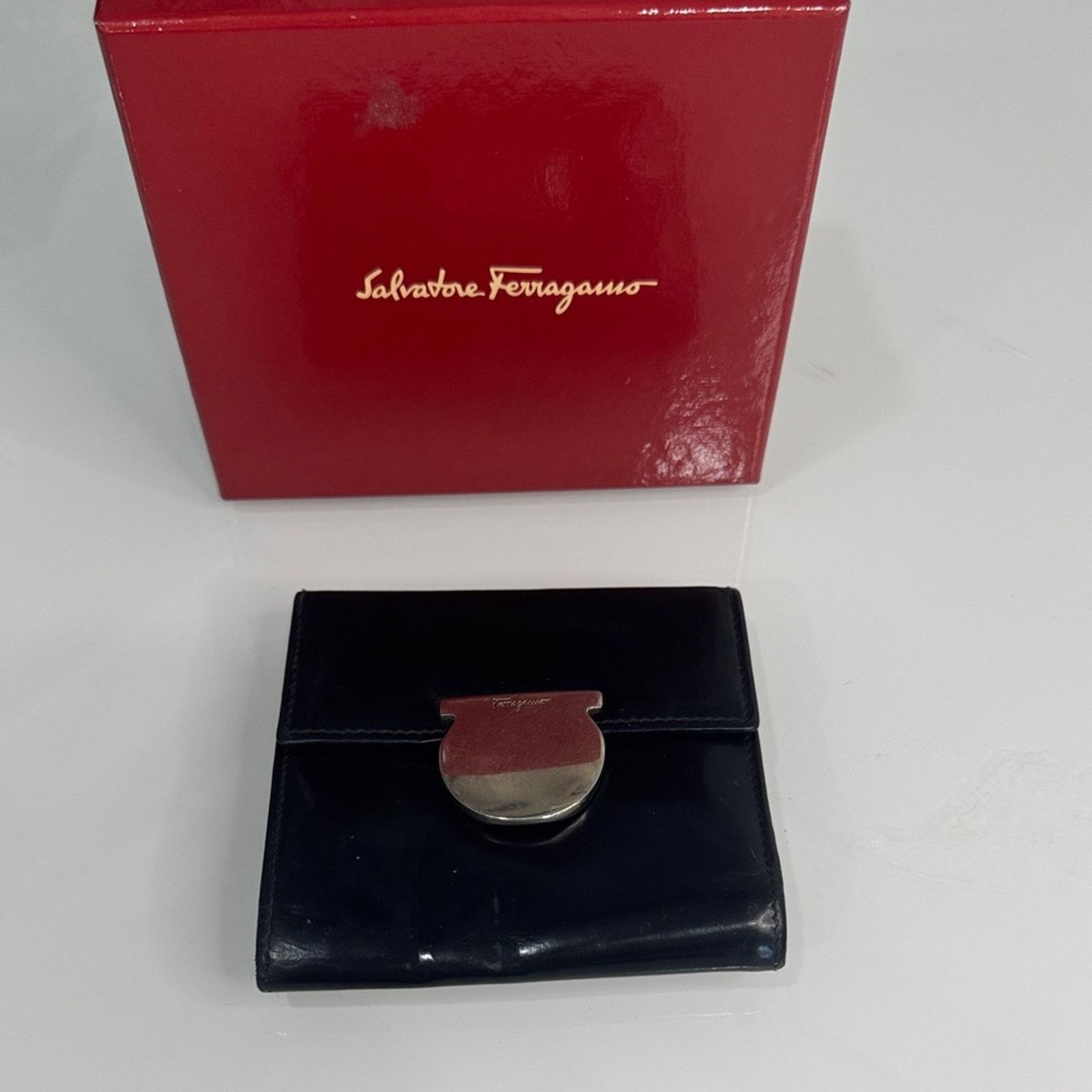 Salvatore Ferragamo Salvatore Ferragamo Black Card Holder with Silver Accent Size ONE SIZE - 1 Thumbnail