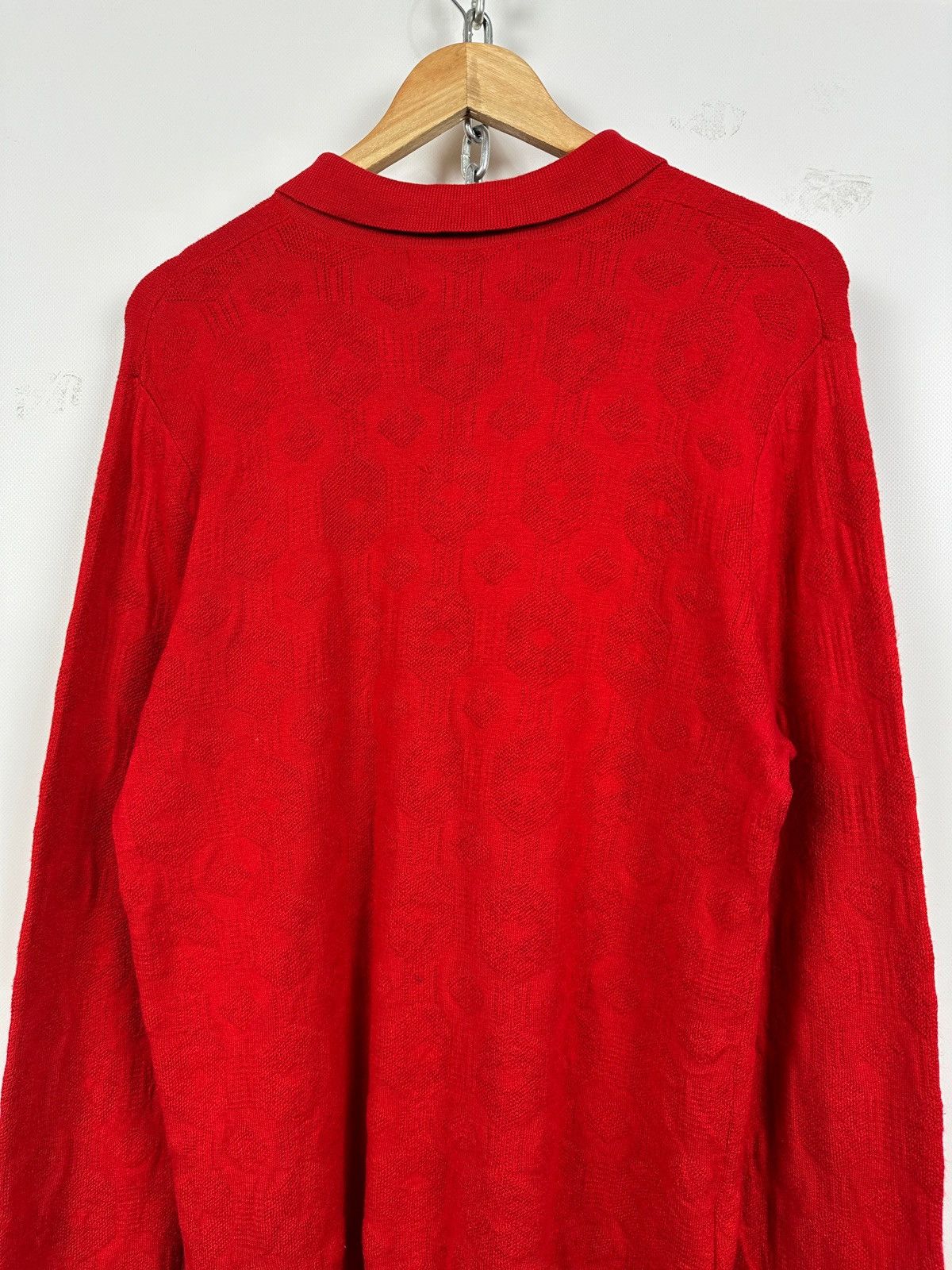 Fred Perry × Raf Simons RAF Simons X Fred Perry Red Silk Knit Sweater Size US XL / EU 56 / 4 - 10 Thumbnail