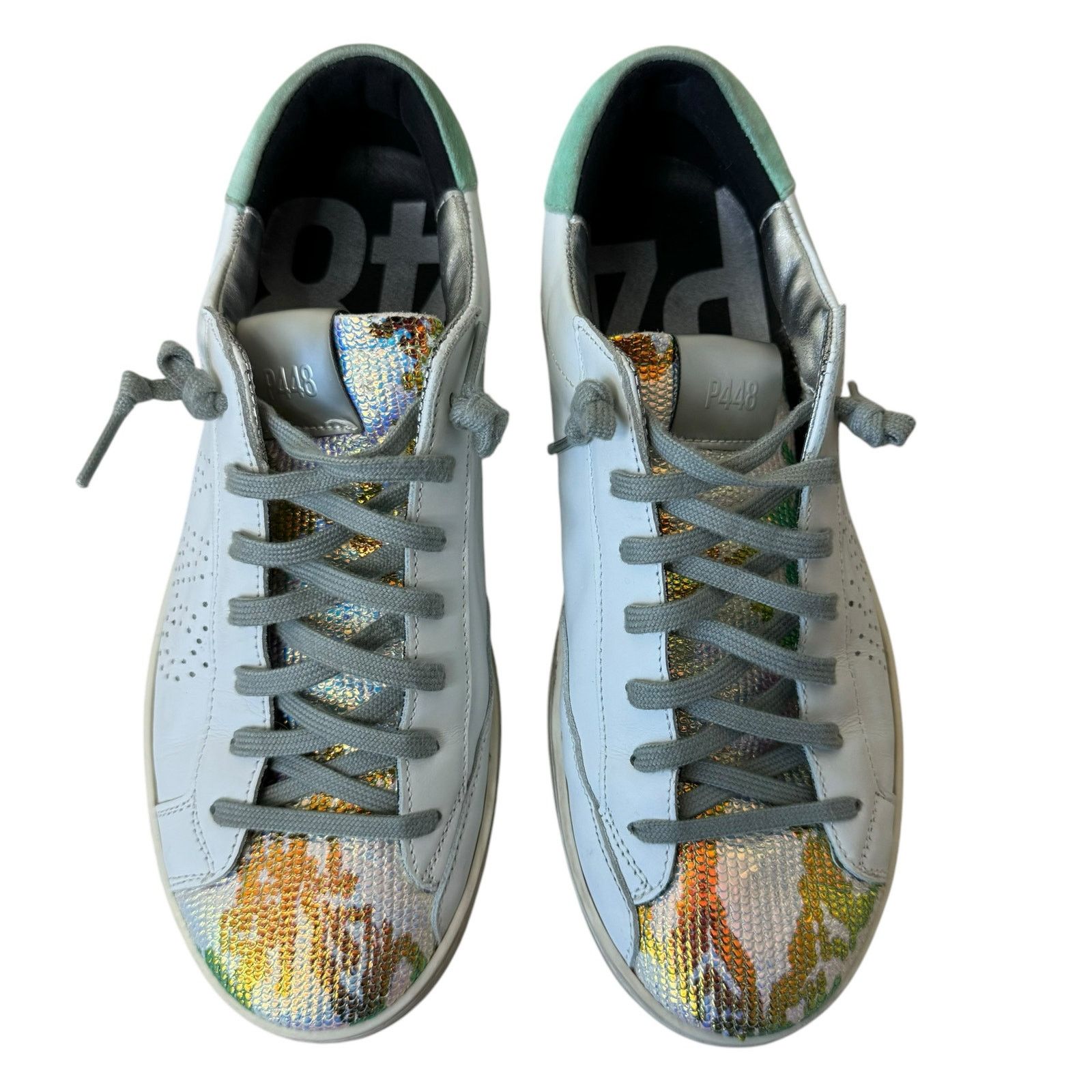 P448 P448 John Low Top Metallic Snakeskin Sneaker Size 39 White Size US 9 / IT 39 - 2 Thumbnail