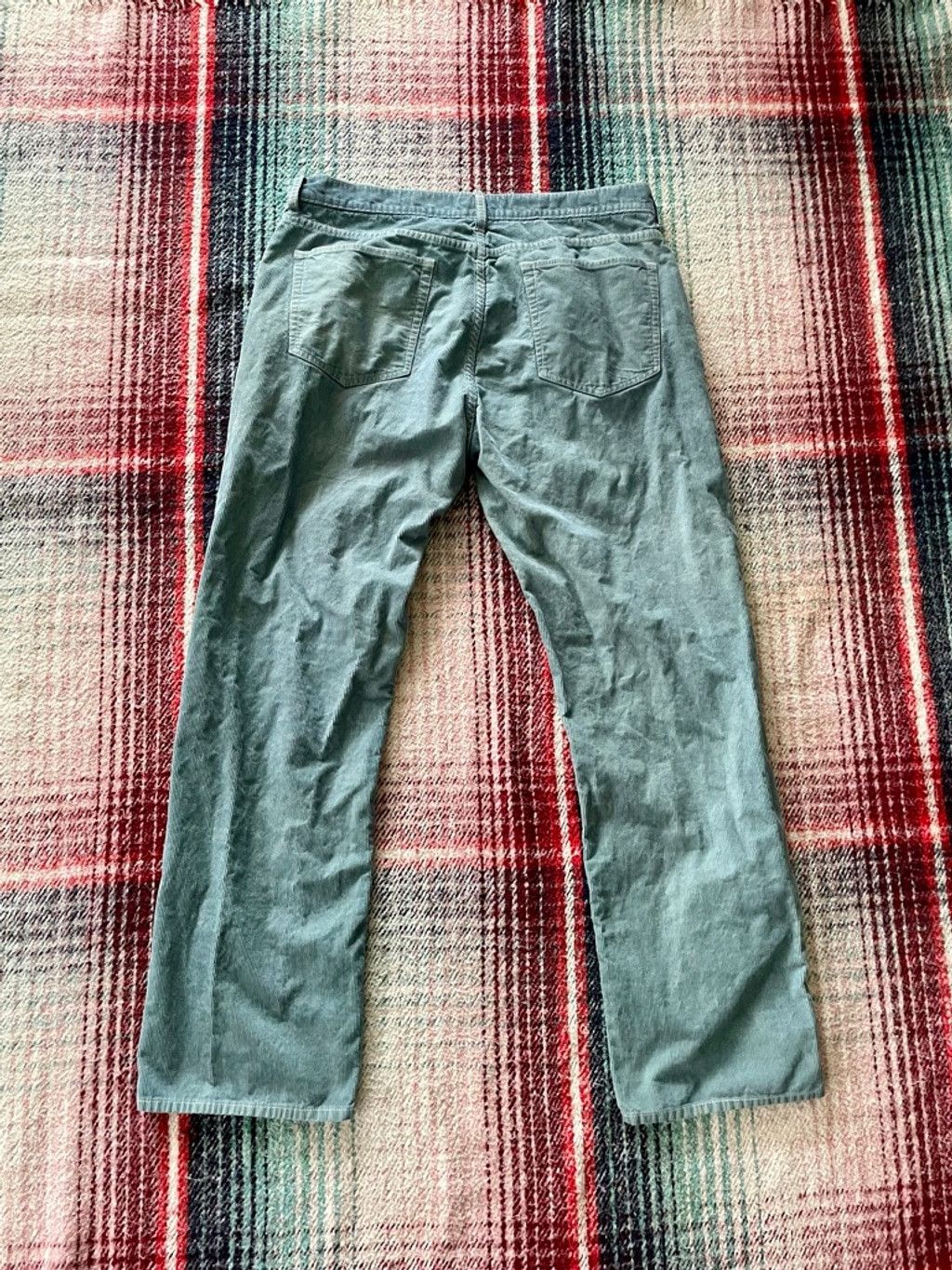 J.Crew 00s Over Dyed J Crew Straight Fit Teal Corduroy Pants 36x31 Size US 36 / EU 52 - 3 Thumbnail