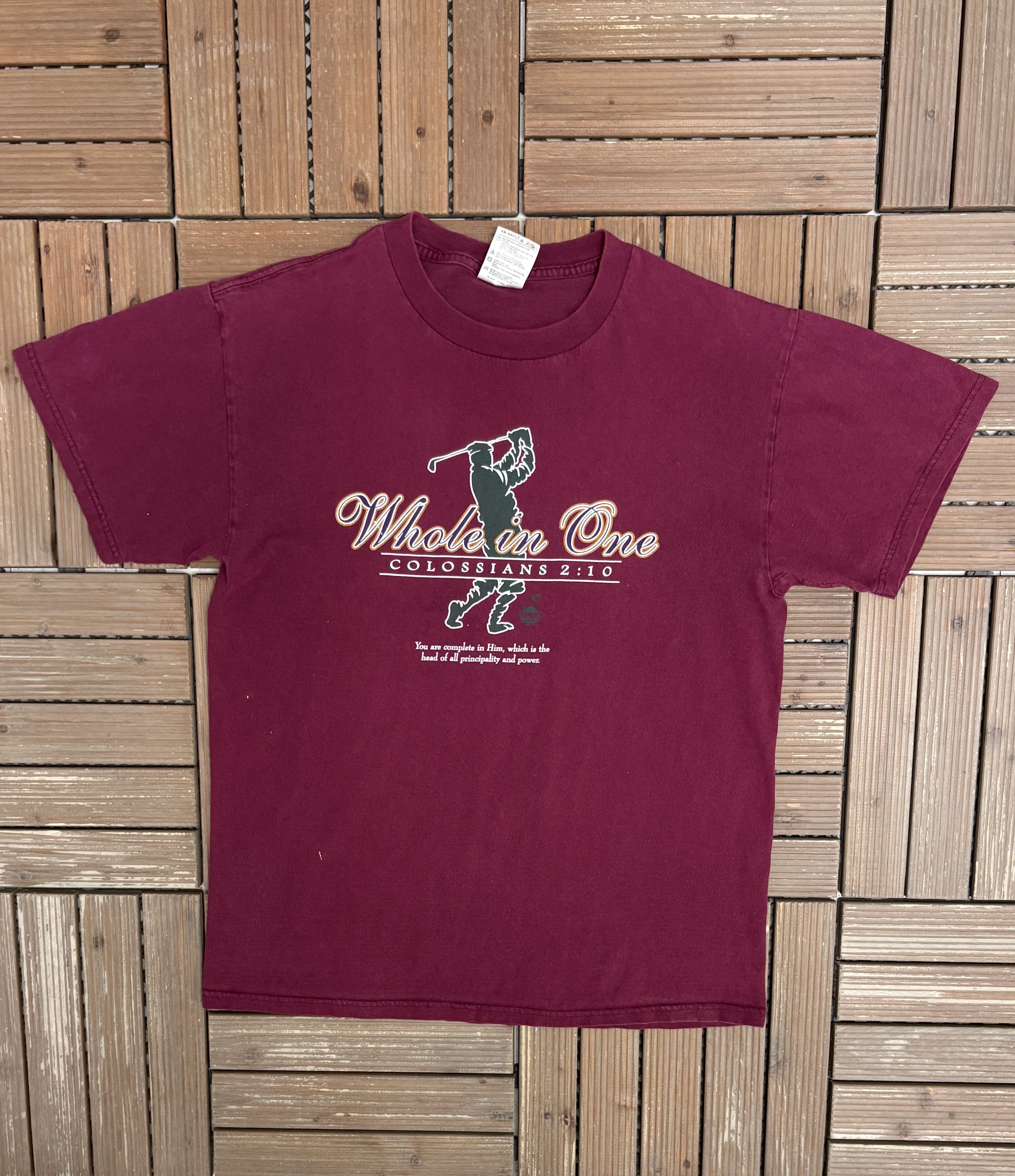 Vintage Whole In One Colossians 2:10 Vintage Red T-Shirt Tee Size US L / EU 52-54 / 3 - 1 Thumbnail