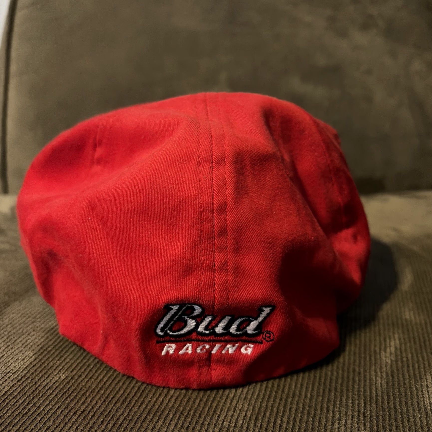 Budweiser VINTAGE Bud Racing NASCAR Flames Flex Fit Hat Medium - Large Y2K Size ONE SIZE - 8 Thumbnail