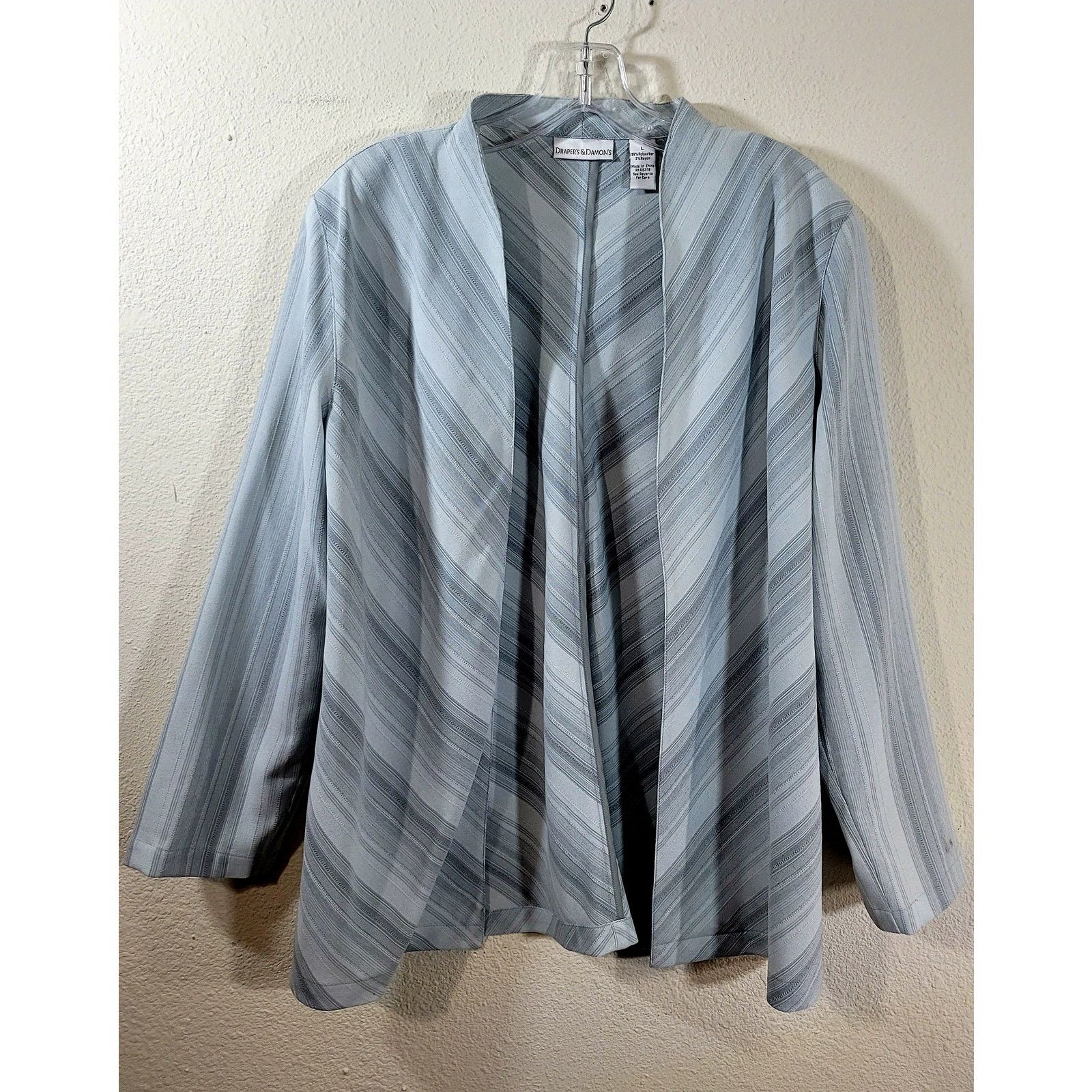 Other Draper's & Damon's Gray Striped Open Front Blazer Large Size L / US 10 / IT 46 - 5 Thumbnail