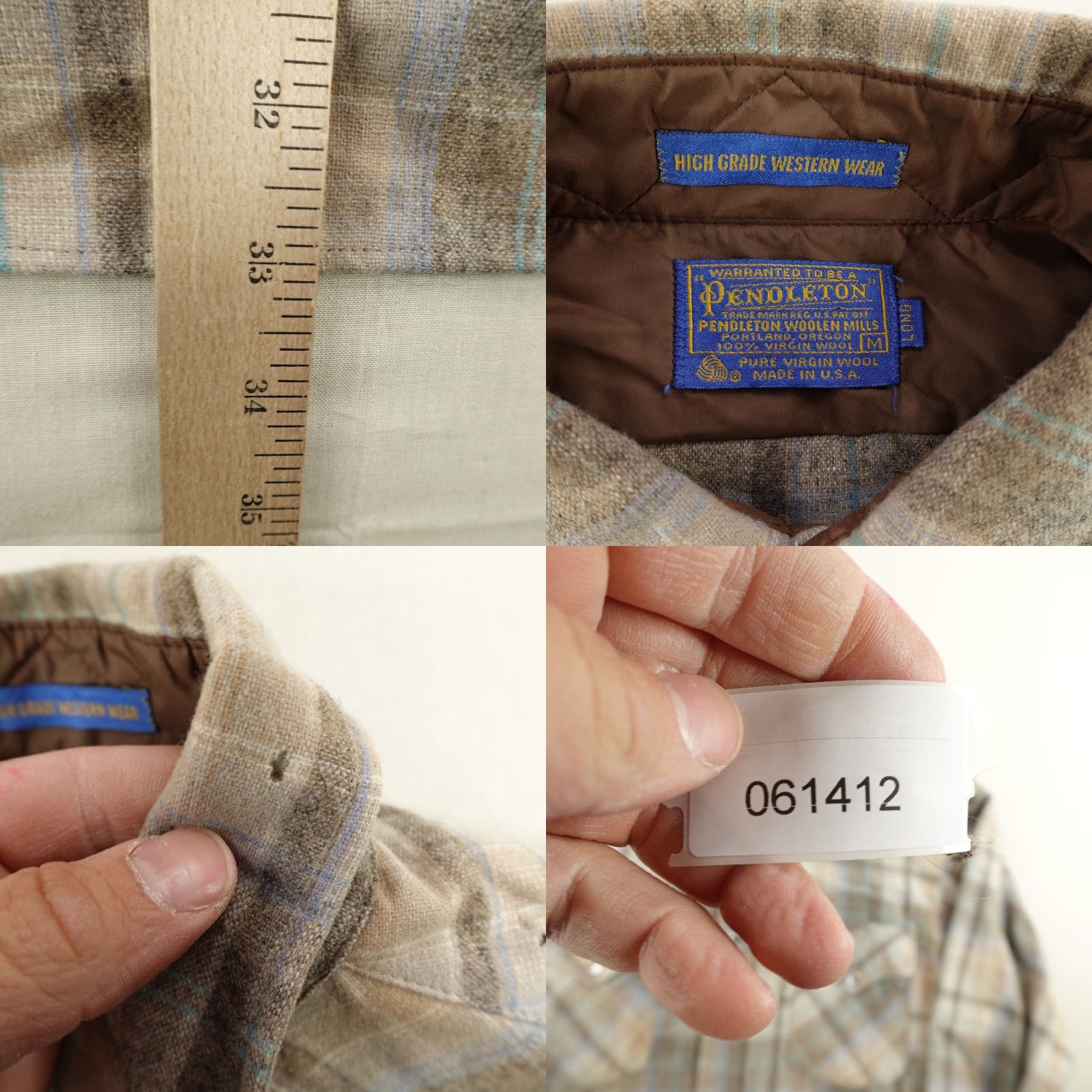 Pendleton VINTAGE Pendleton Shirt Mens Medium Beige Plaid Wool Flannel Western Pearl Snap 70s Size US M / EU 48-50 / 2 - 8 Thumbnail