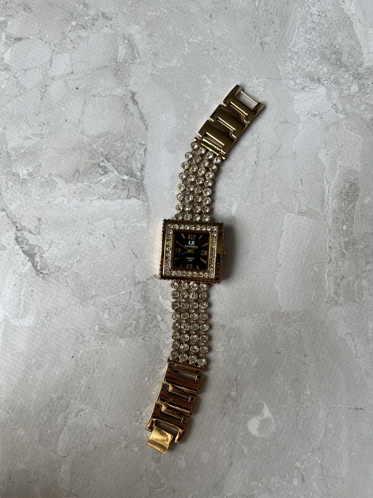 Liansheng Quartz Luxury Watch with Rhinestones