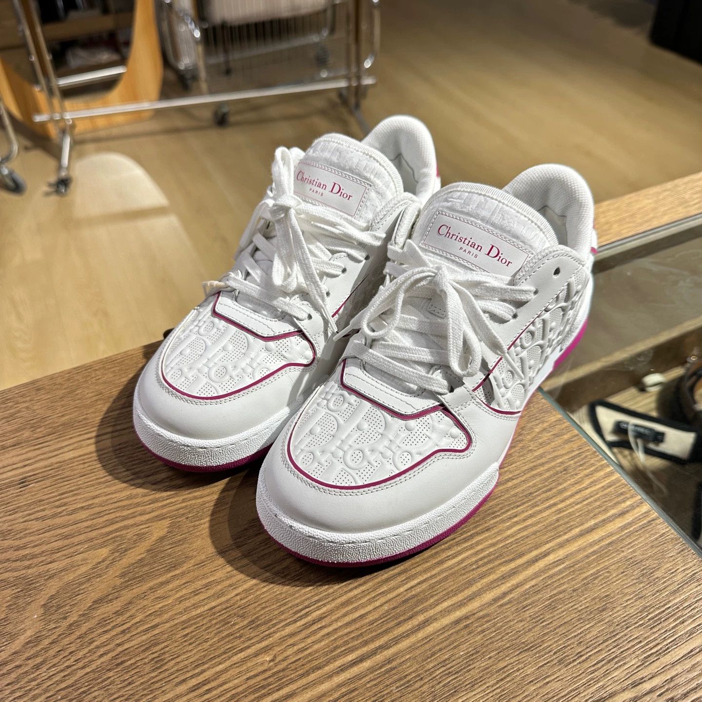 Christian Dior Monsieur Dior apr92 white & pink embossed-logo sneaker 38 Size US 7.5 / IT 37.5 - 1 Thumbnail