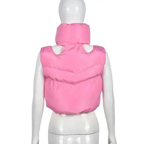 Japanese Brand Pink Sexy Cut Out Cropped Puffer Jackets Women Size ONE SIZE - 6 Thumbnail
