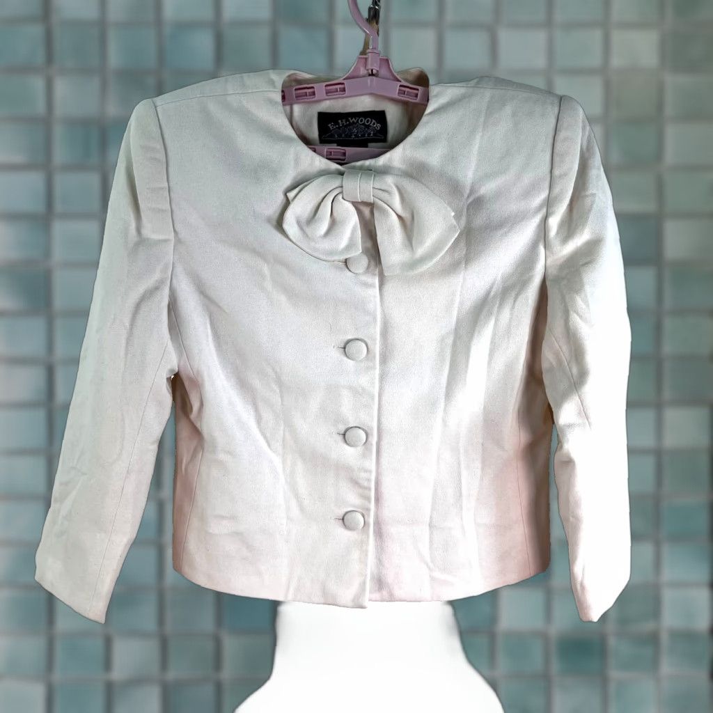 Vintage VTG E.H. Woods Bow Tie Blazer Womens 8P White Pads Lined Size M / US 6-8 / IT 42-44 - 1 Thumbnail