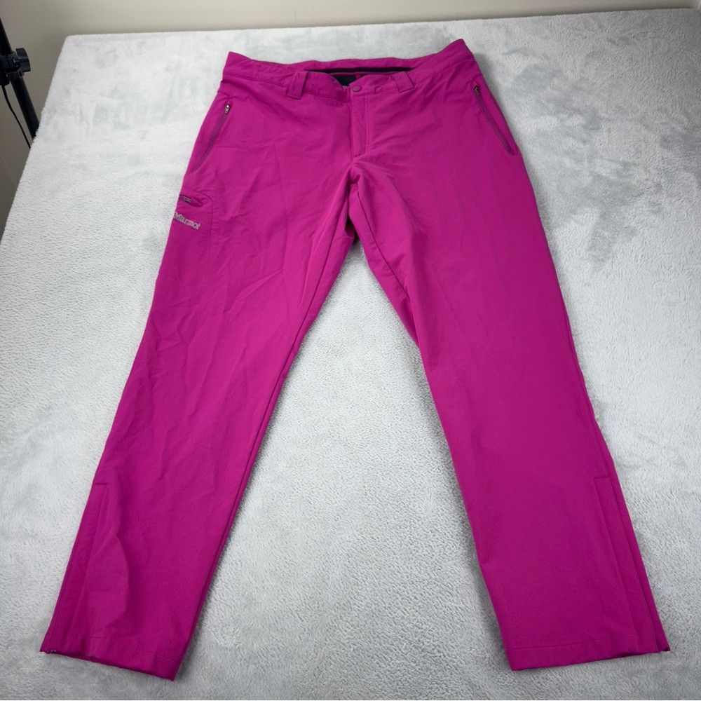 Marmot Marmot Women sz 14 (XXL) Pink Wide Leg Snowboard Ski Pants Size 35" - 3 Thumbnail