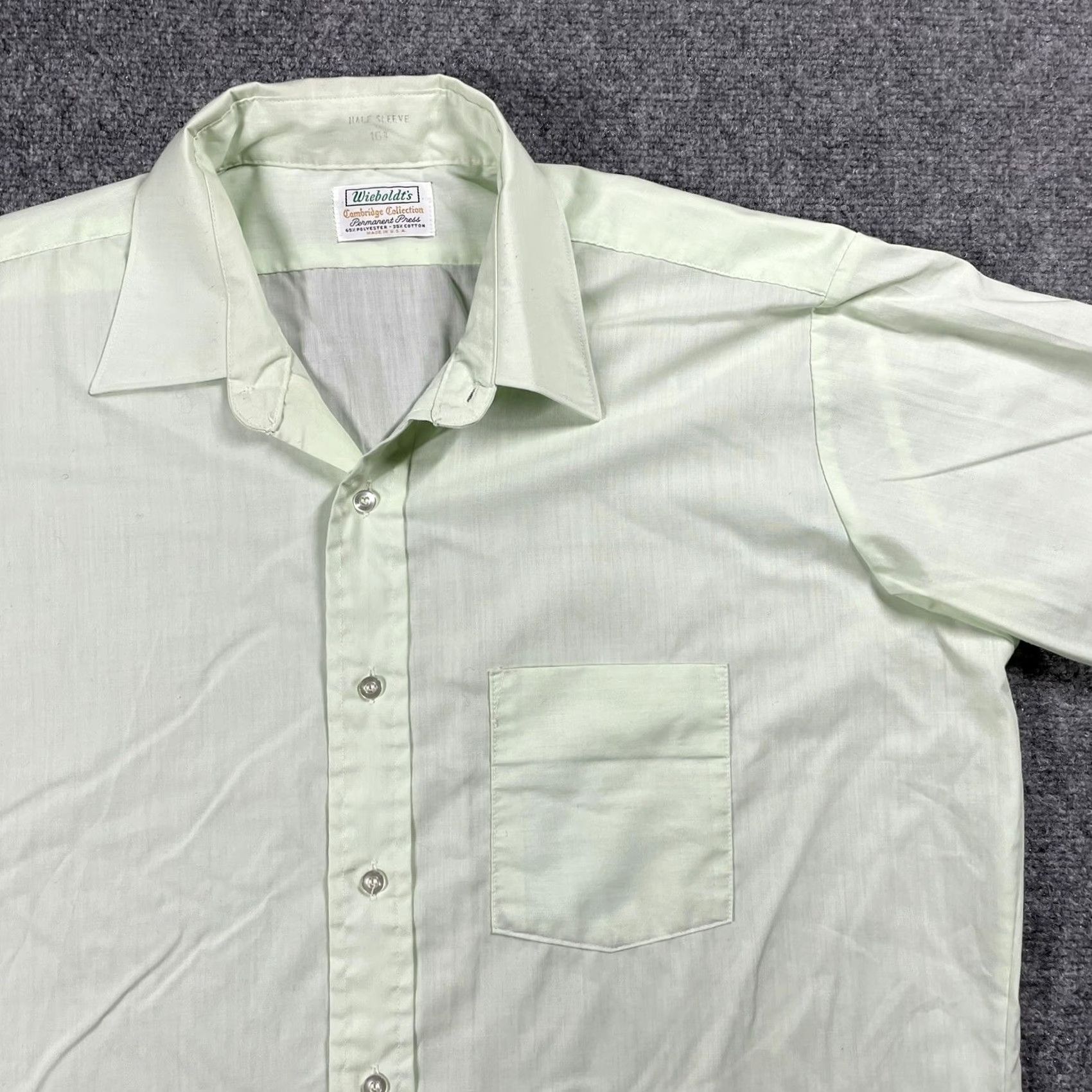 Atomic VINTAGE Wieboldt's Cambridge Collection Shirt Large Green Mod Atomic Short Sl 1960s Cotton Blend Sanforized Mens Size US L / EU 52-54 / 3 - 2 Thumbnail