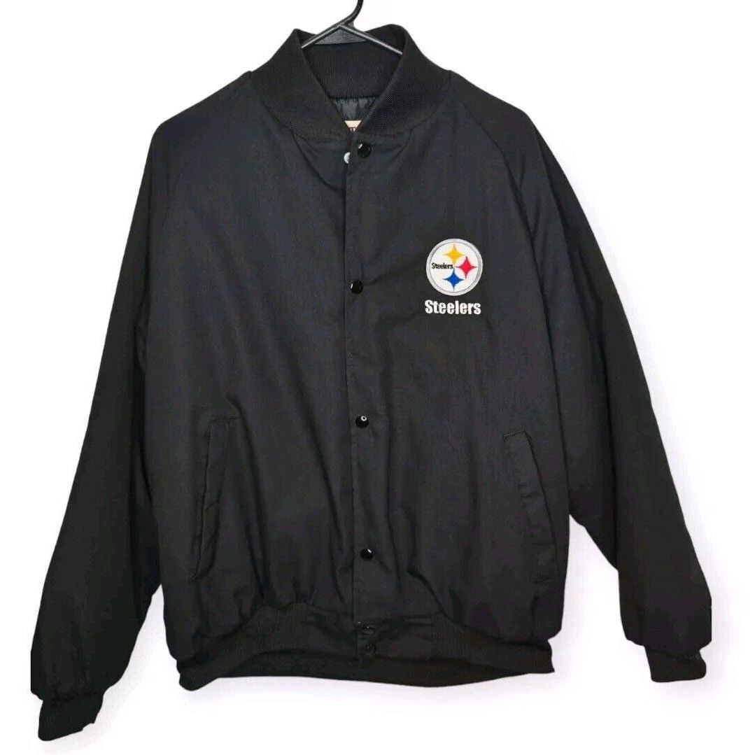 Vintage Pittsburgh Steelers Bomber Jacket Black Size Large W