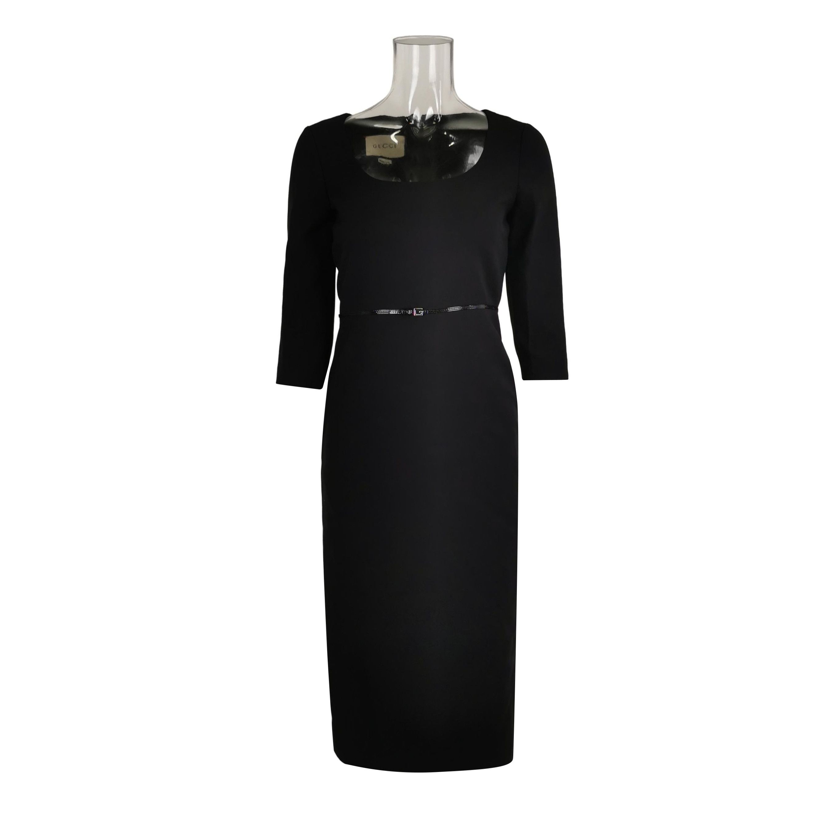 Gucci Gucci Black Silk-Wool Midi Dress Size 36 Size XS / US 0-2 / IT 36-38 - 1 Thumbnail