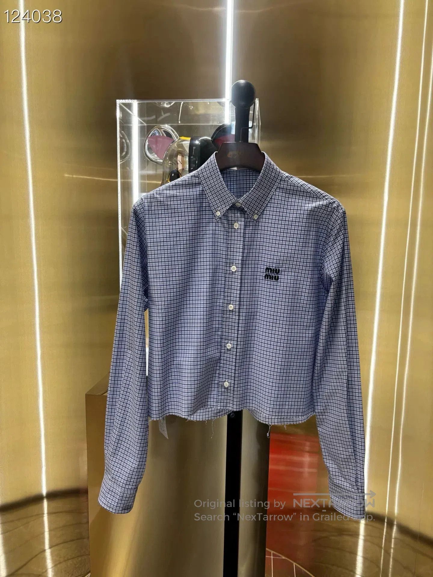 Miu Miu MIU MIU SS23 Logo Plaid Button. Size S / US 4 / IT 40 - 1 Thumbnail