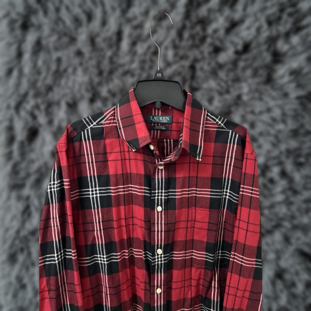 Ralph Lauren Lauren Ralph Lauren Shirt Mens Medium Red Plaid Regular Fit Stretch Button Down Size US M / EU 48-50 / 2 - 1 Thumbnail