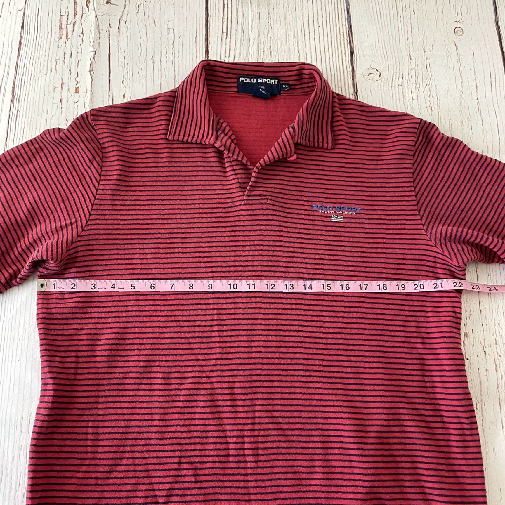 Vintage Polo Sport Ralph Lauren Short Sleeve Striped Polo Shirt Men's XL Red Size US XL / EU 56 / 4 - 5 Thumbnail