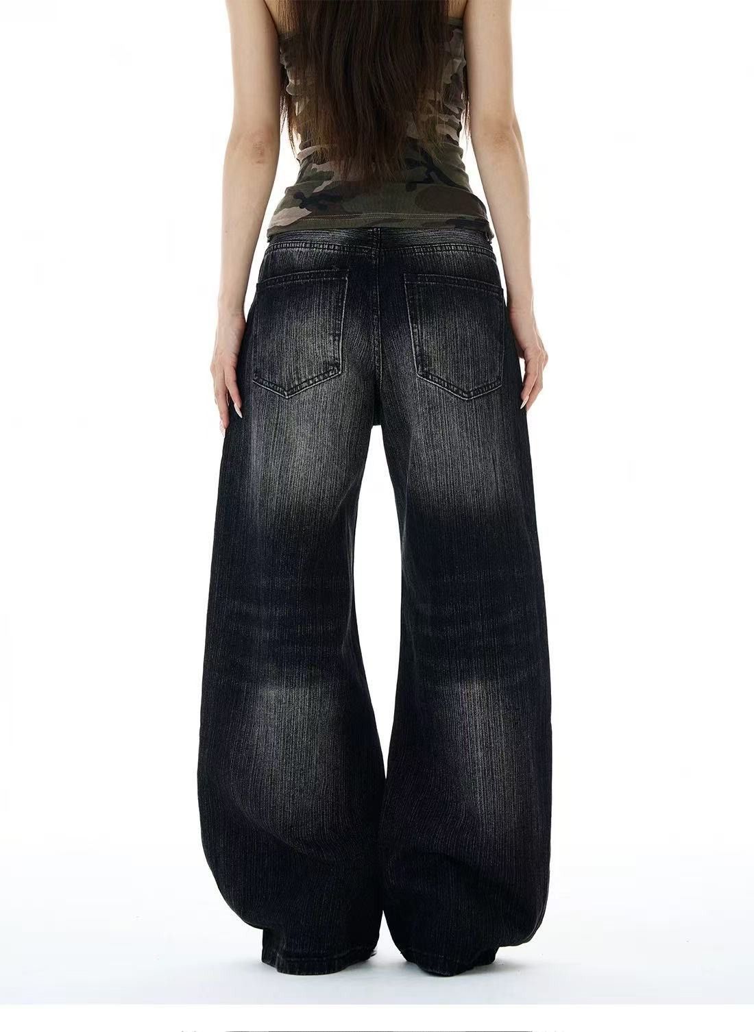 Jean American retro men's loose wide-leg scimitar black jeans Size US 32 / EU 48 - 4 Thumbnail
