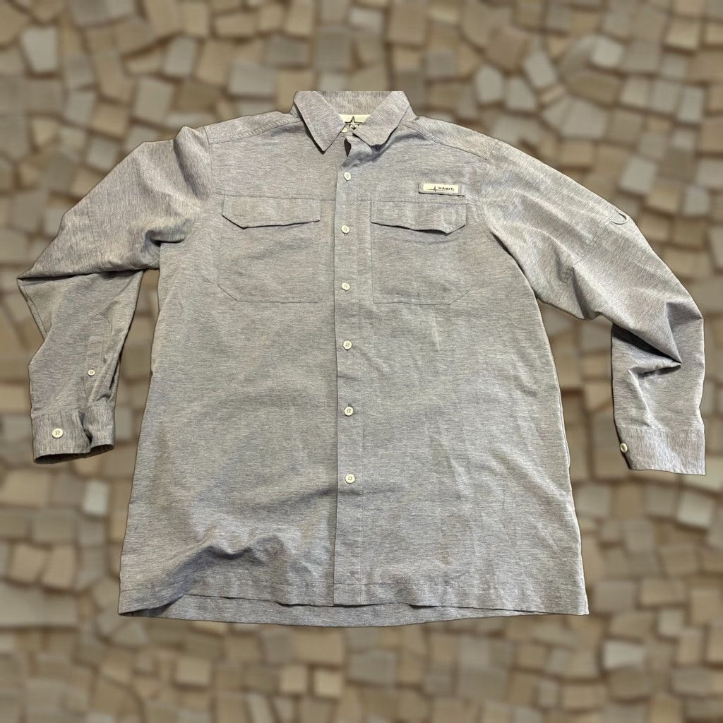 Habitat Habit Shirt Mens Button-Up Long Sleeve Blue Pockets Front Pockets Size M Casual Regular Size US M / EU 48-50 / 2 - 1 Thumbnail