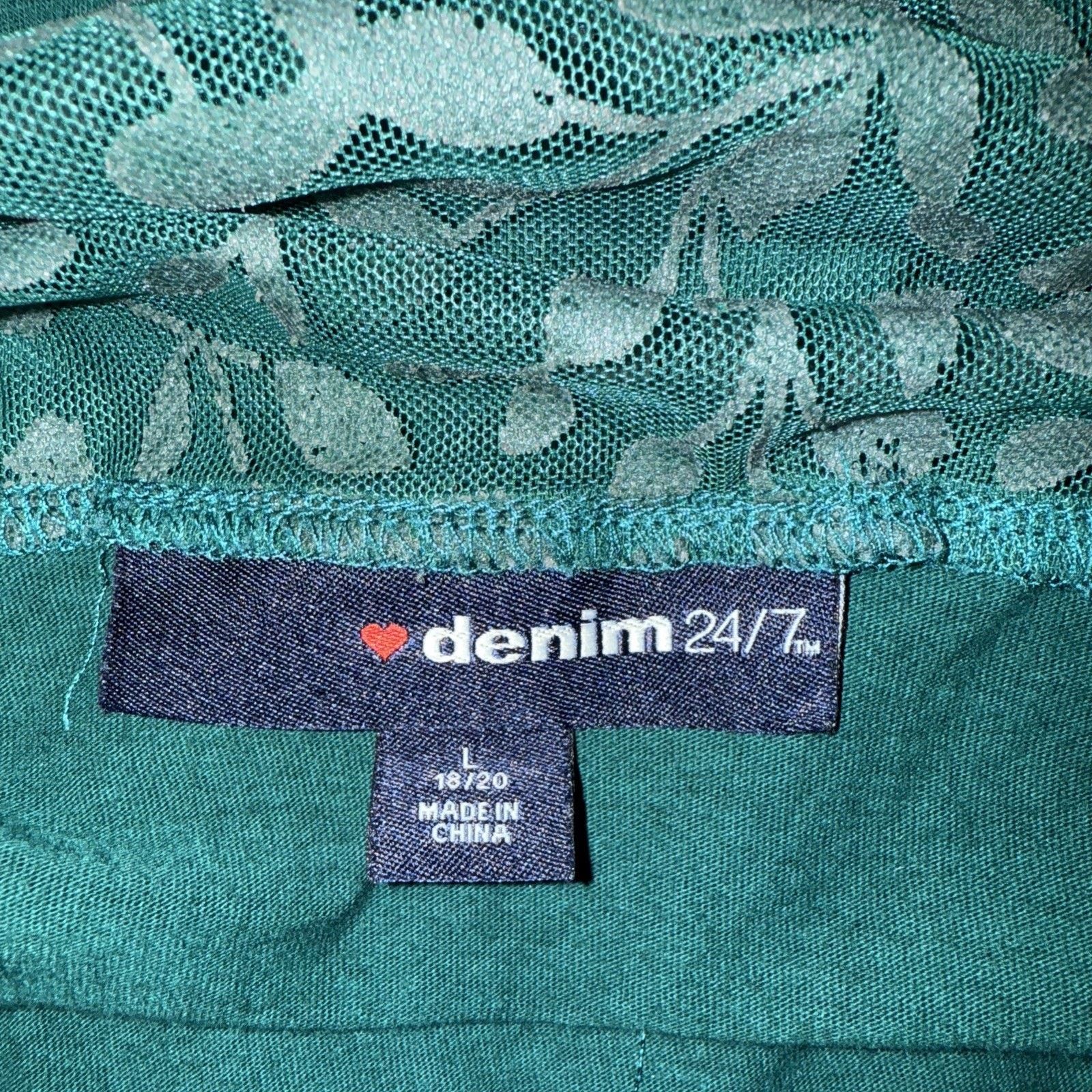 Denim & Co. Green Sheer Top Sz Large Peplum Holiday Sweetheart Bodice Size L / US 10 / IT 46 - 4 Thumbnail