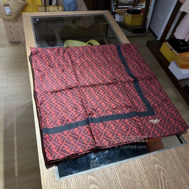 Fendi Fendi size 120*120cm Full-print double F slogan silk scarf Size ONE SIZE - 2 Thumbnail