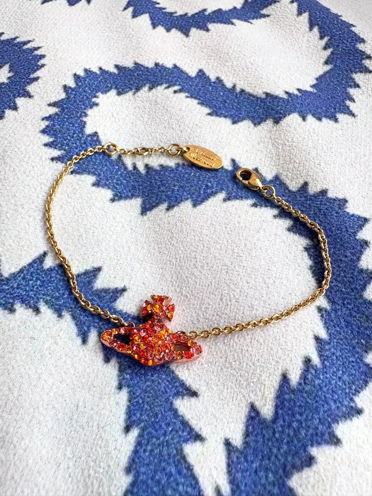 Vivienne Westwood Vivienne Westwood Orange Crystal Saturn Bracelet Size ONE SIZE - 1 Thumbnail
