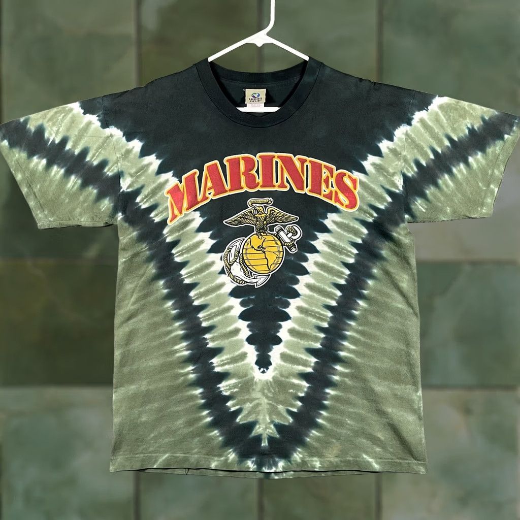 Liquid Blue VINTAGE Marines Shirt Mens Large Green Liquid Blue Tie Dye USMC Graphic USA Tee Size US L / EU 52-54 / 3 - 1 Thumbnail