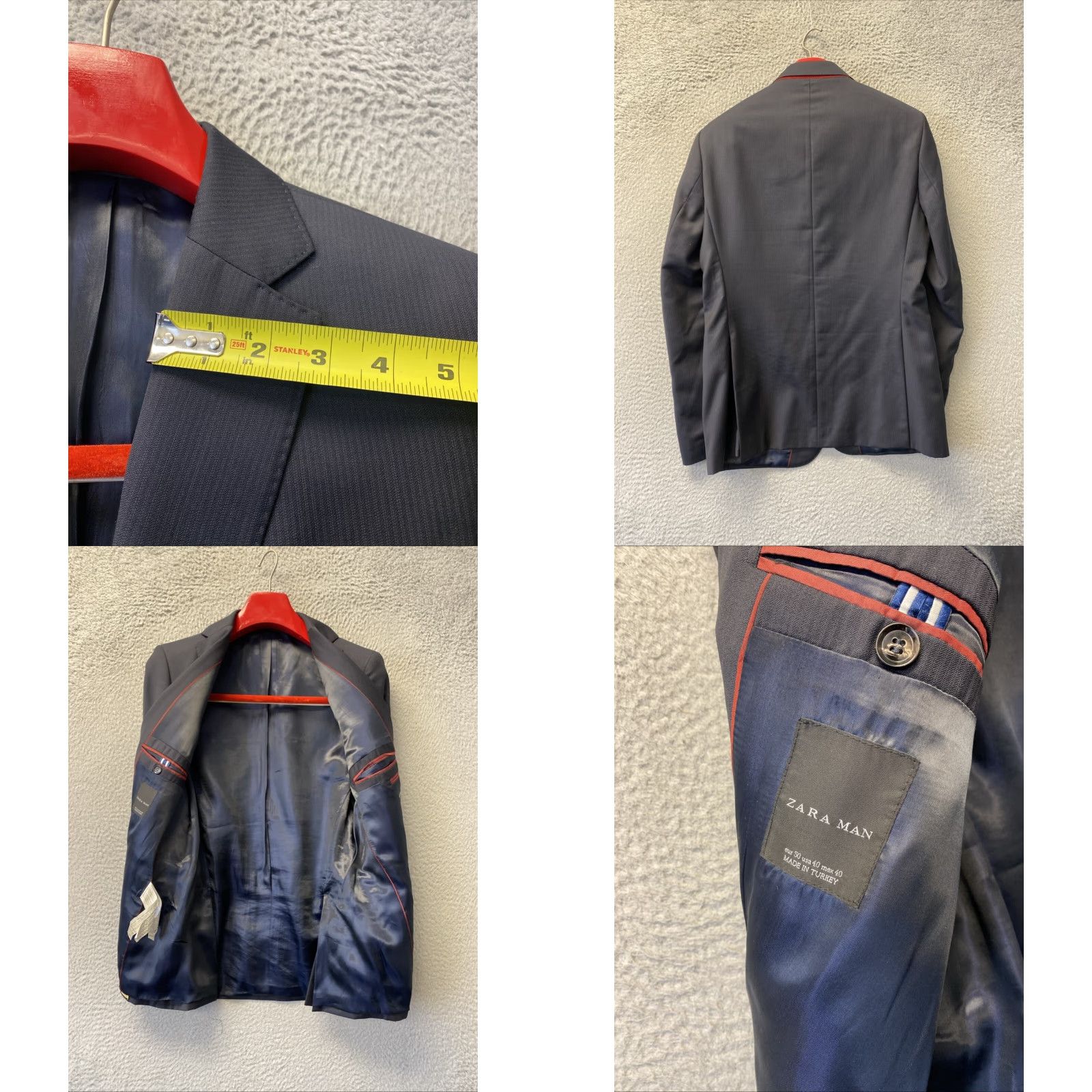 Zara Zara Men's Black 2 Button Blazer Suit Jacket Pants Size 40 Black /120-2 Size 40R - 8 Thumbnail