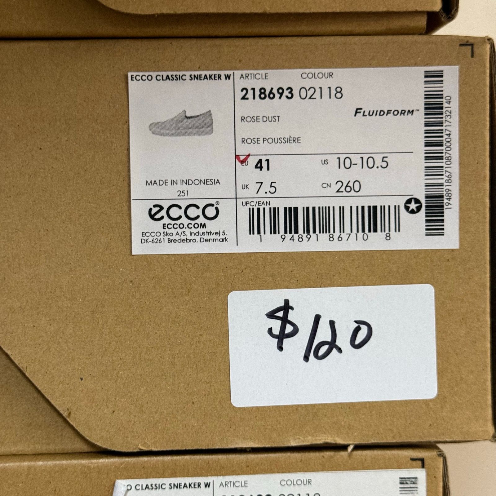 Ecco ECCO WOMEN'S 41 CLASSIC LOW TOP SNEAKER SLIP ON ROSE DUST Size US 10 / IT 40 - 5 Thumbnail