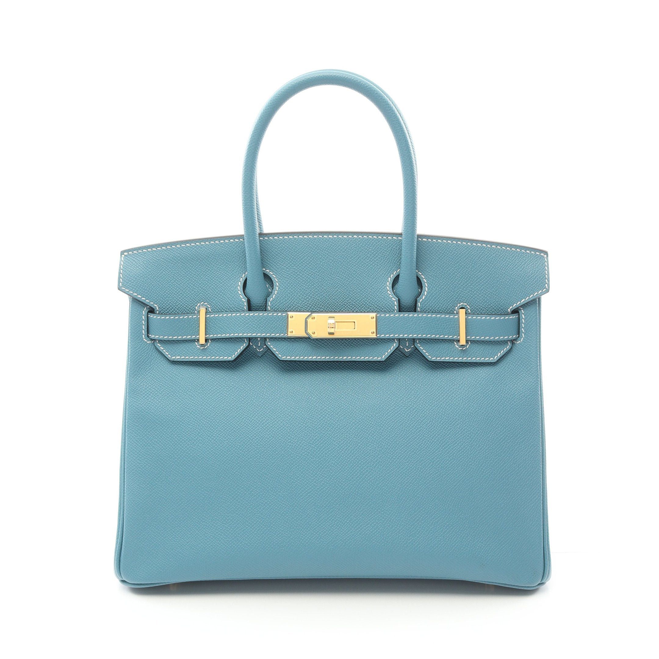 Hermes Hermes Birkin 30 New Blue Jean Handbag Togo Gold Hardware Double Engraved Size ONE SIZE - 1 Thumbnail