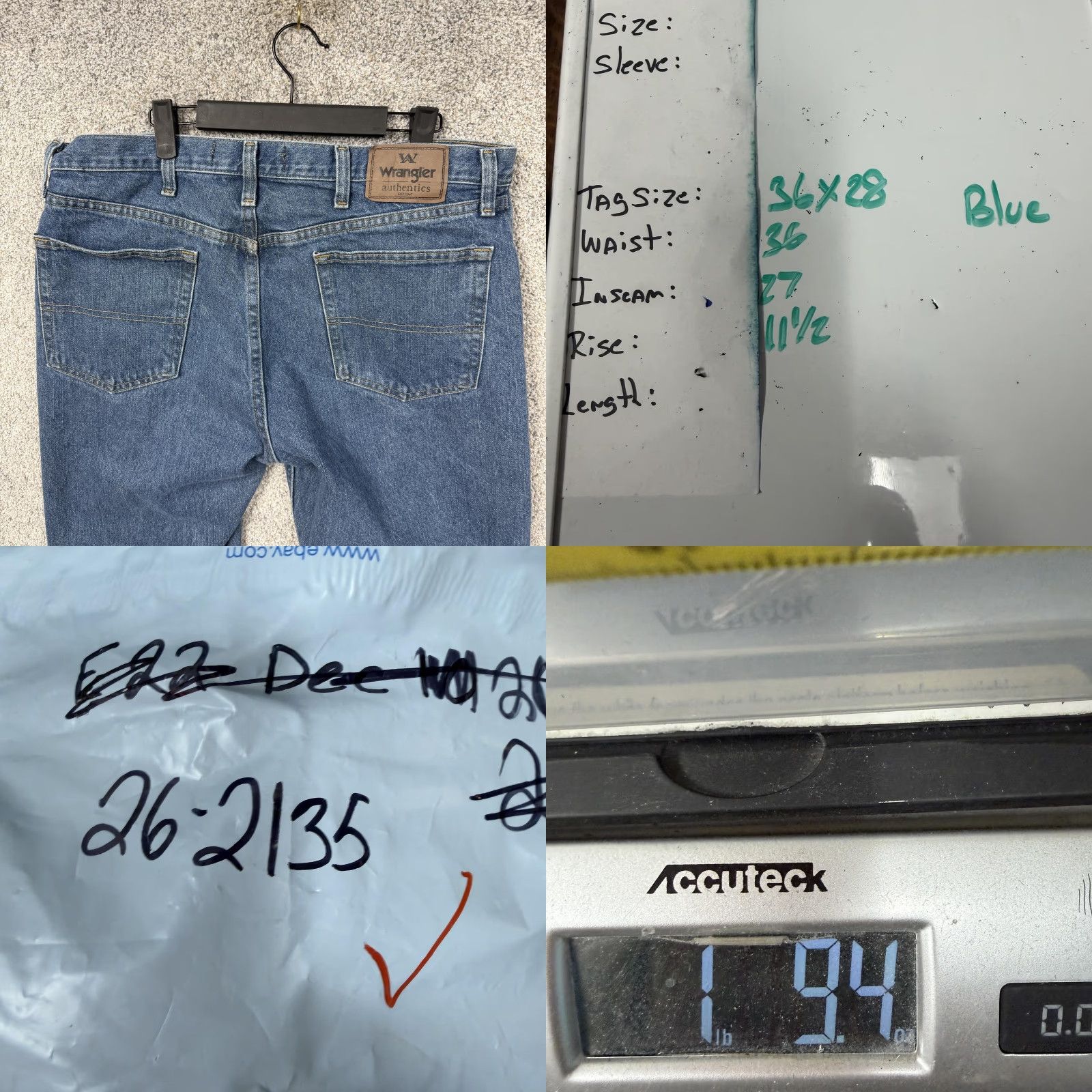 Wrangler Wrangler Jeans Mens 36x27 Blue Straight Stonewash Denim Grunge Skater Baggy Authentic Wrangler Authentics 5-Pocket Mens Jeans Size US 36 / EU 52 - 9 Thumbnail
