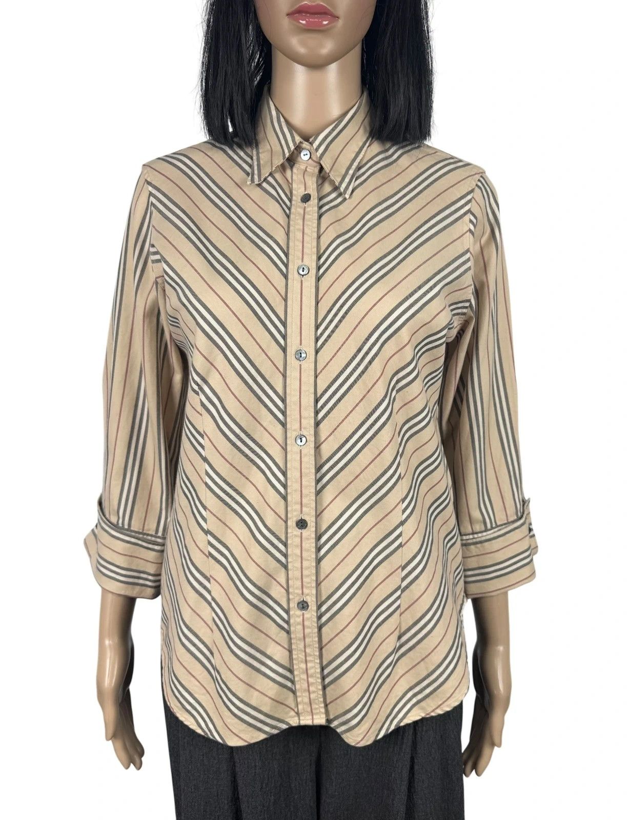Burberry Burberry London Striped Shirt 3/4 Sleeve Vintage size M Size M / US 6-8 / IT 42-44 - 2 Thumbnail