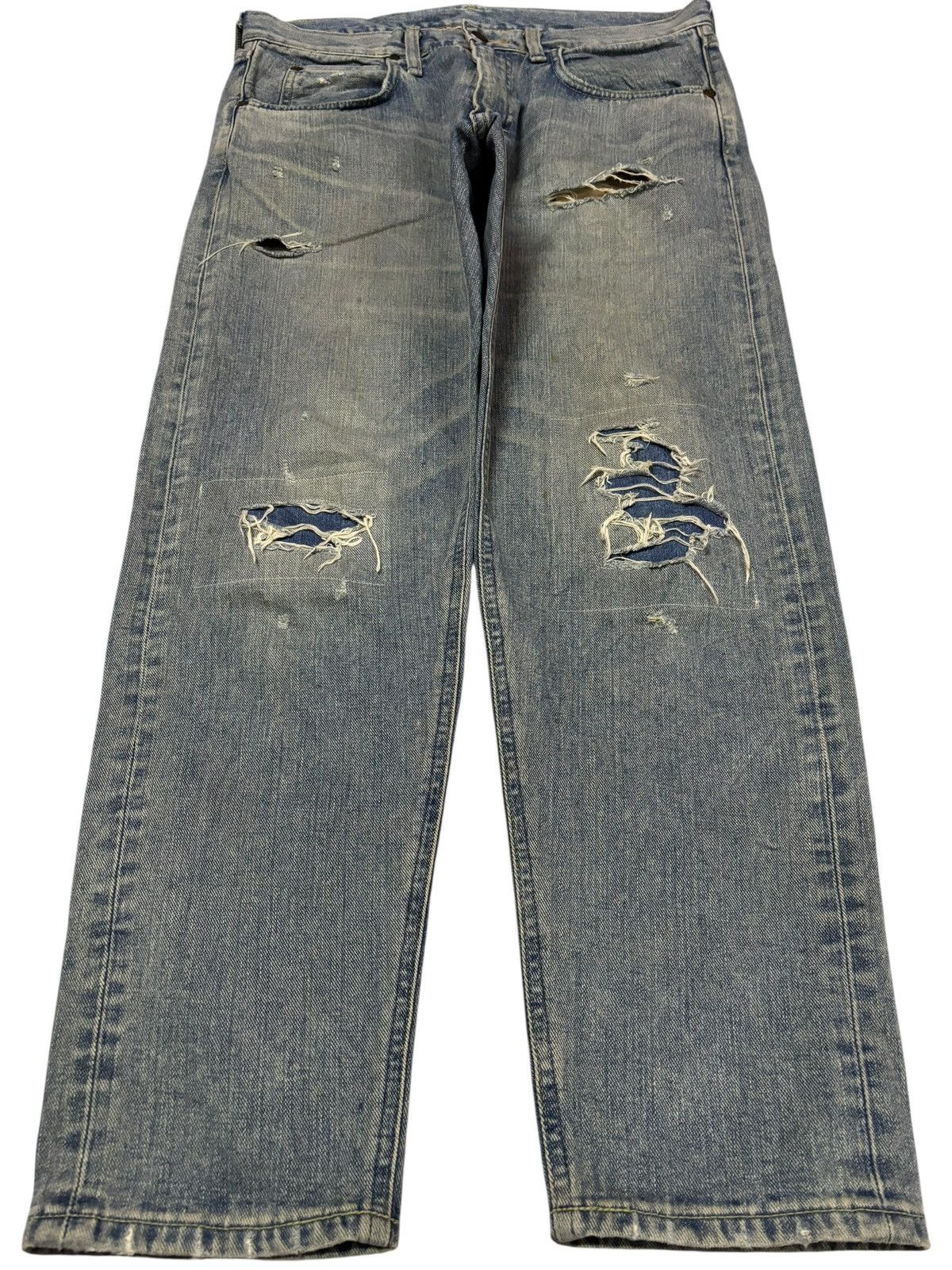 Japanese Brand Vtg Y2k Lee Japan Sashiko Blue Washed Jeans Size US 32 / EU 48 - 1 Thumbnail