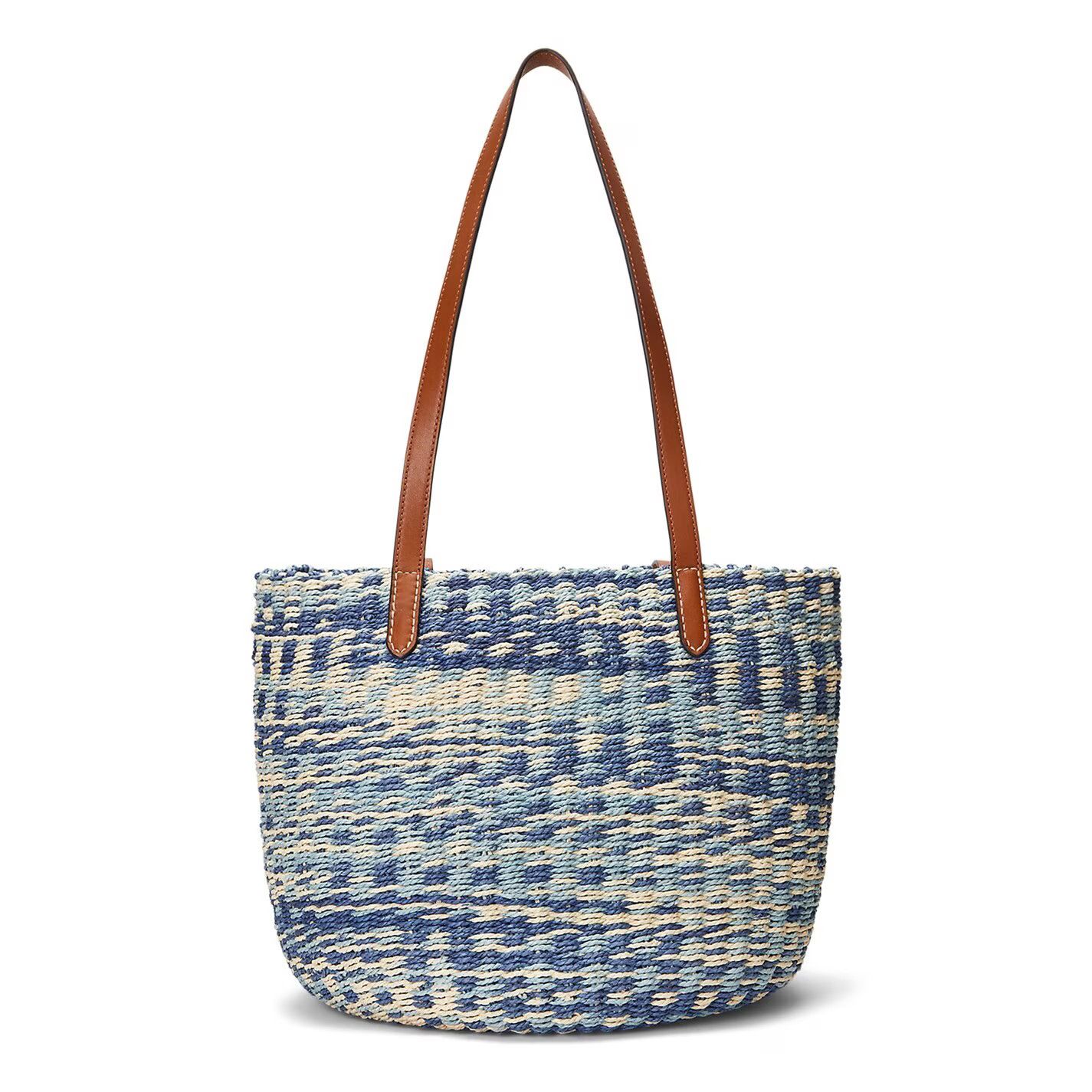 Lauren Ralph Lauren o1g2r1mq0825 Size: OS / Leather-Trim Straw Medium Tote Bag Size ONE SIZE - 5 Thumbnail