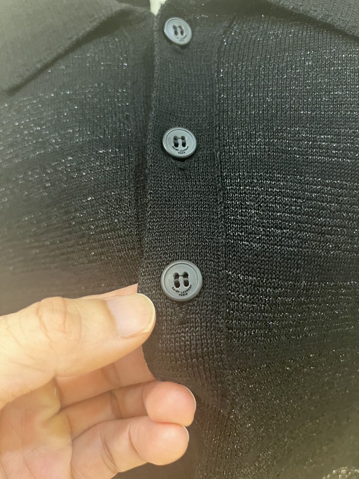 Saint Laurent Paris Black and silver Lurex polo T shirt size m Size US M / EU 48-50 / 2 - 6 Thumbnail