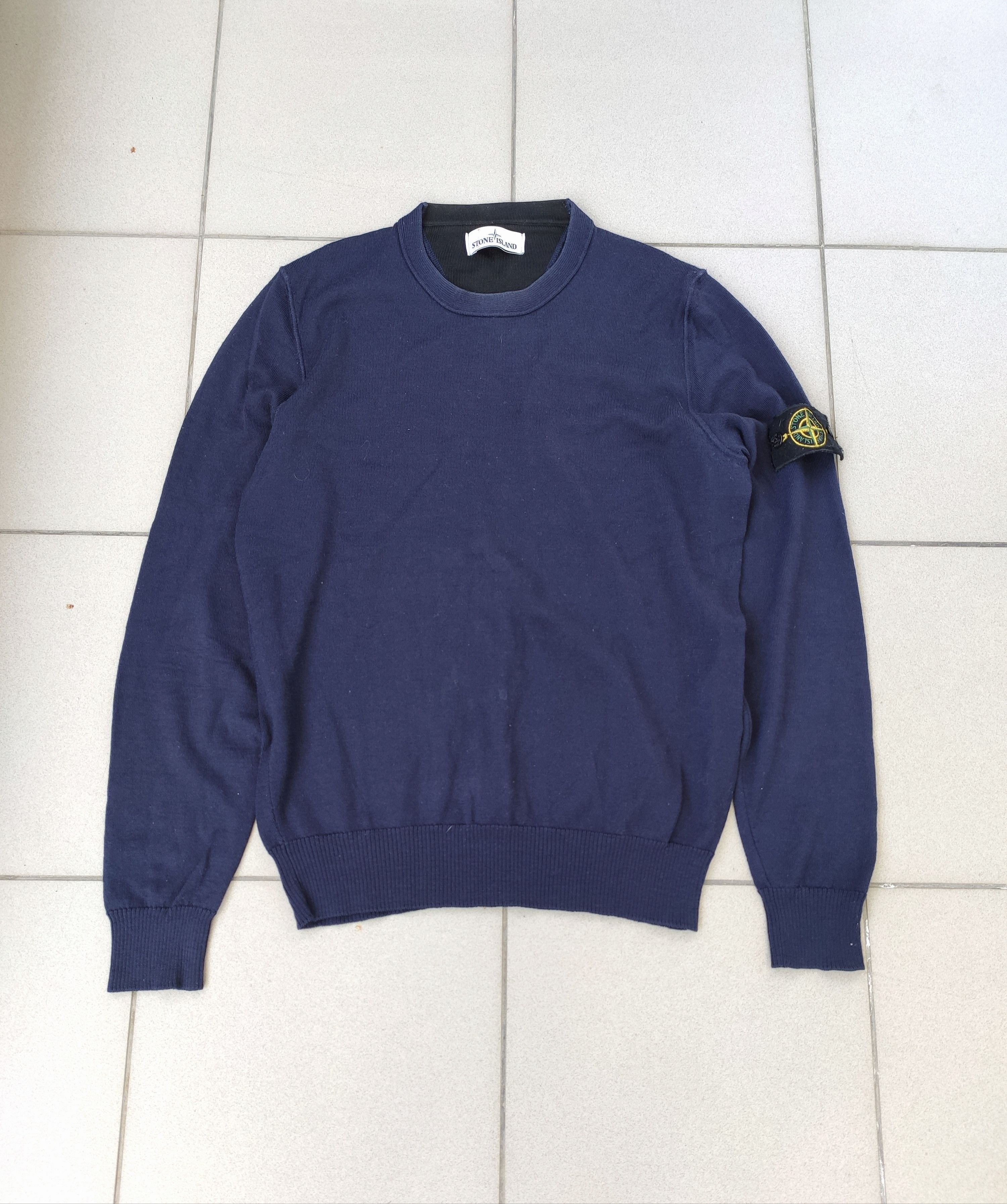 image of Stone Island Wool Pullover Sweater Navy, Men's (Size Medium)