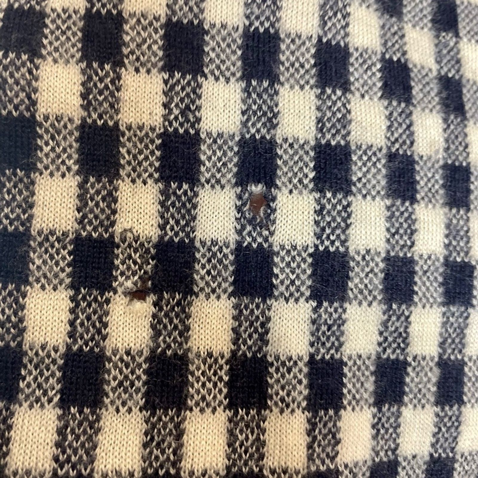 J.Crew J. Crew 100% Cashmere Navy and Cream Checkered Cardigan Size S / US 4 / IT 40 - 6 Thumbnail
