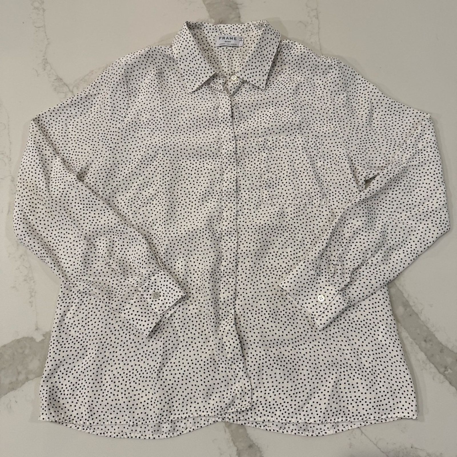 Frame Frame 100% Silk Polka Dot Button Down Blouse Women's Large Size L / US 10 / IT 46 - 1 Thumbnail