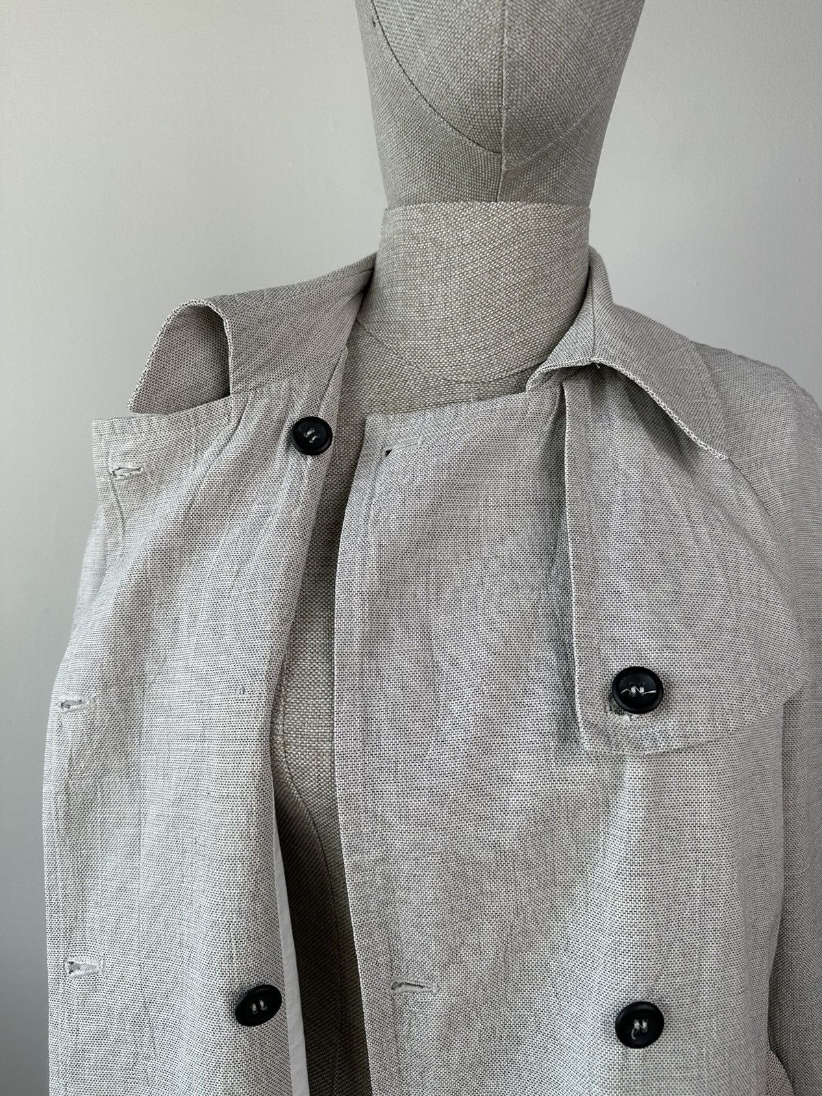 hannes roether HANNES ROETHER Linen Double-Breasted Trench Coat Avant Garde Size M / US 6-8 / IT 42-44 - 17 Thumbnail
