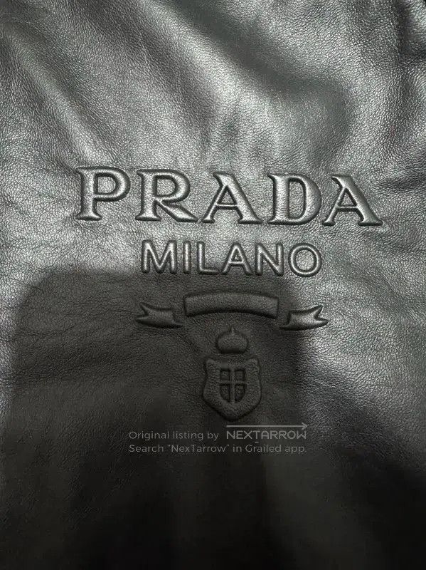 Prada Prada Black Leather Logo Hooded Jacket for Men. Size US L / EU 52-54 / 3 - 3 Thumbnail