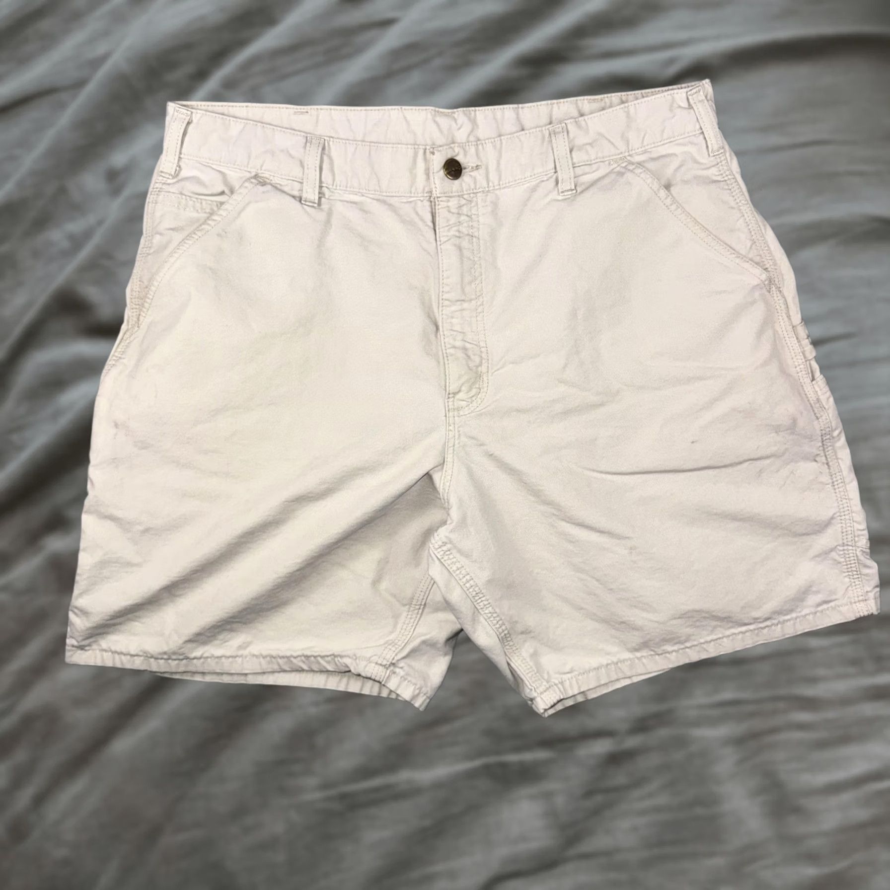 Carhartt Carhartt Shorts Mens 42 White Canvas Relaxed Fit Cargo Workwear Utility Pockets Size US 42 / EU 58 - 1 Thumbnail