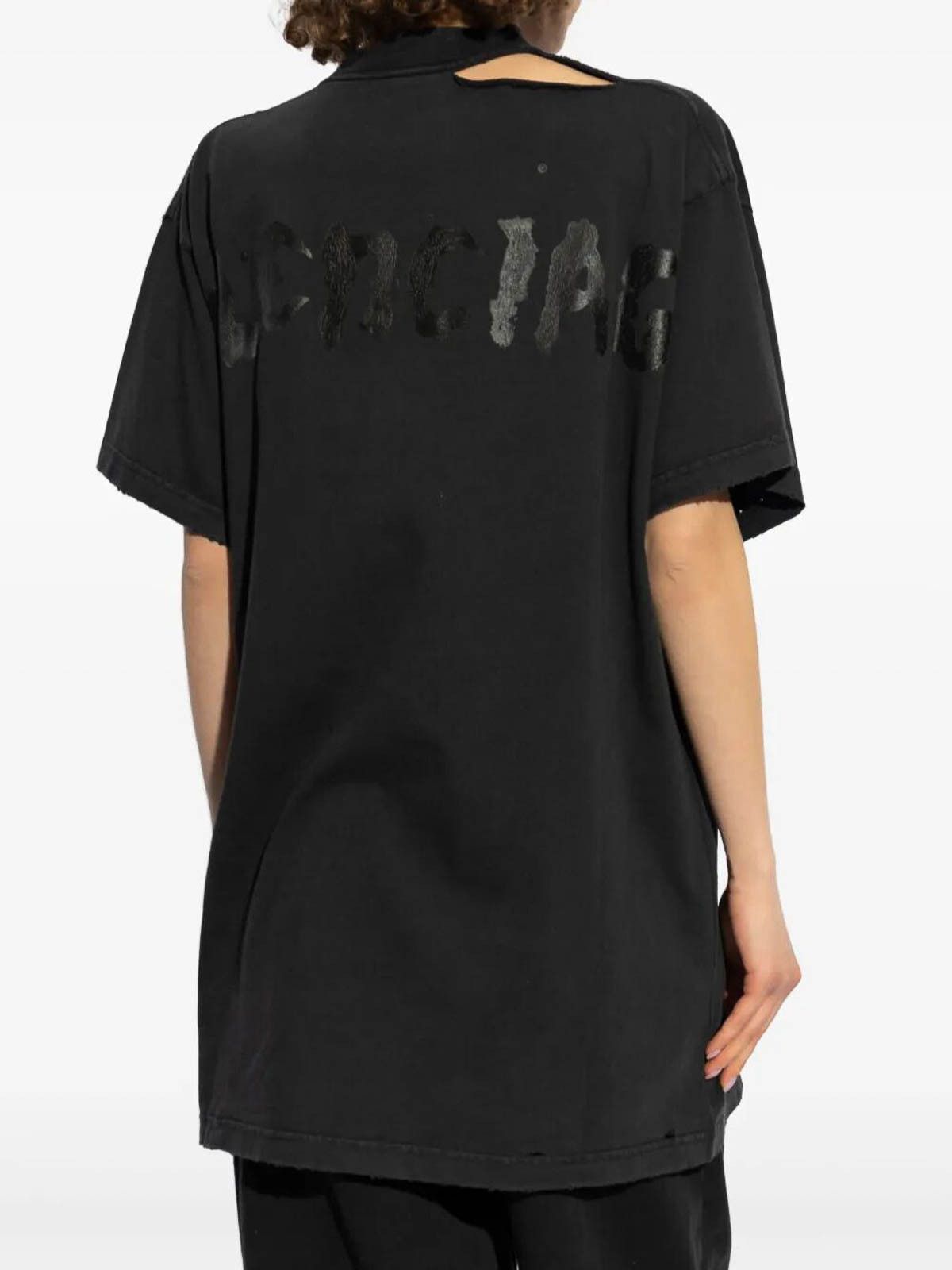 Balenciaga o1bcso1str0426 Painted T-Shirt Oversized in Black Size S / US 4 / IT 40 - 2 Thumbnail