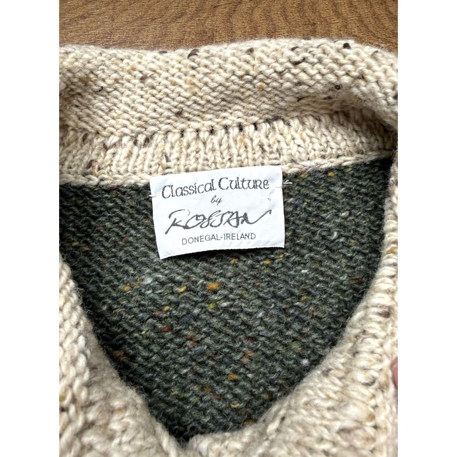 Vintage VINTAGE Rossan Knitwear Cardigan Sweater Mens L Green 100% Wool Made In Ireland Donegal Pullover Crew Neck Heavyweight Fall Winter Mens Size US L / EU 52-54 / 3 - 5 Thumbnail